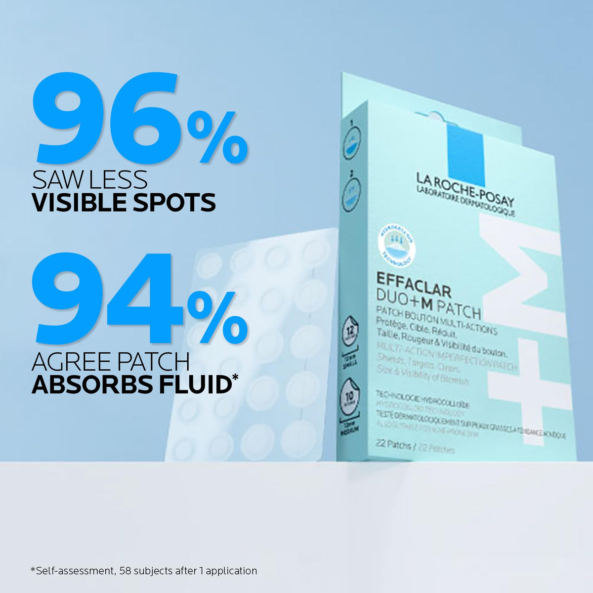 La Roche-Posay Effaclar Duo+M Spot Patches - 22 Hydrocolloid Patches, Two Sizes