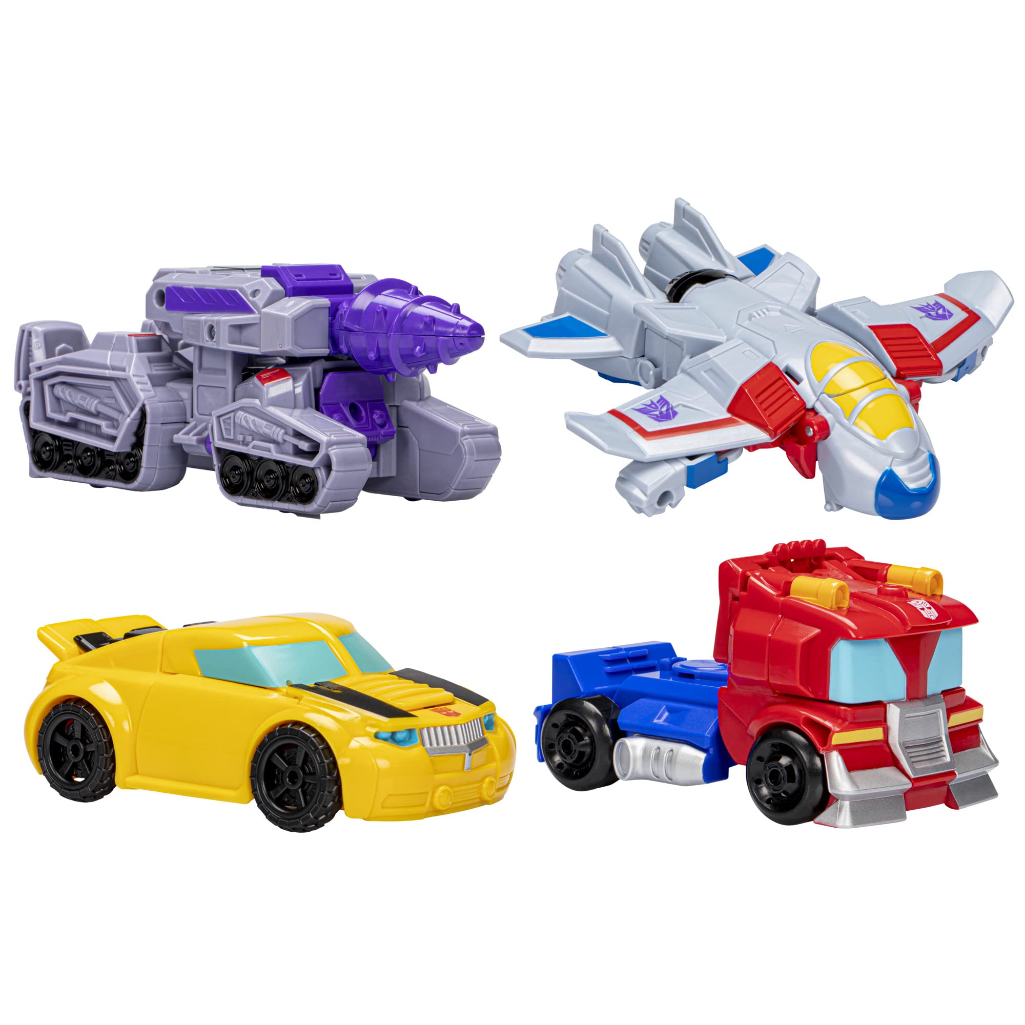 Transformers Heroes vs Villains 4-Pack Action Figures | Optimus Prime, Bumblebee, Megatron, Starscream | 11-cm