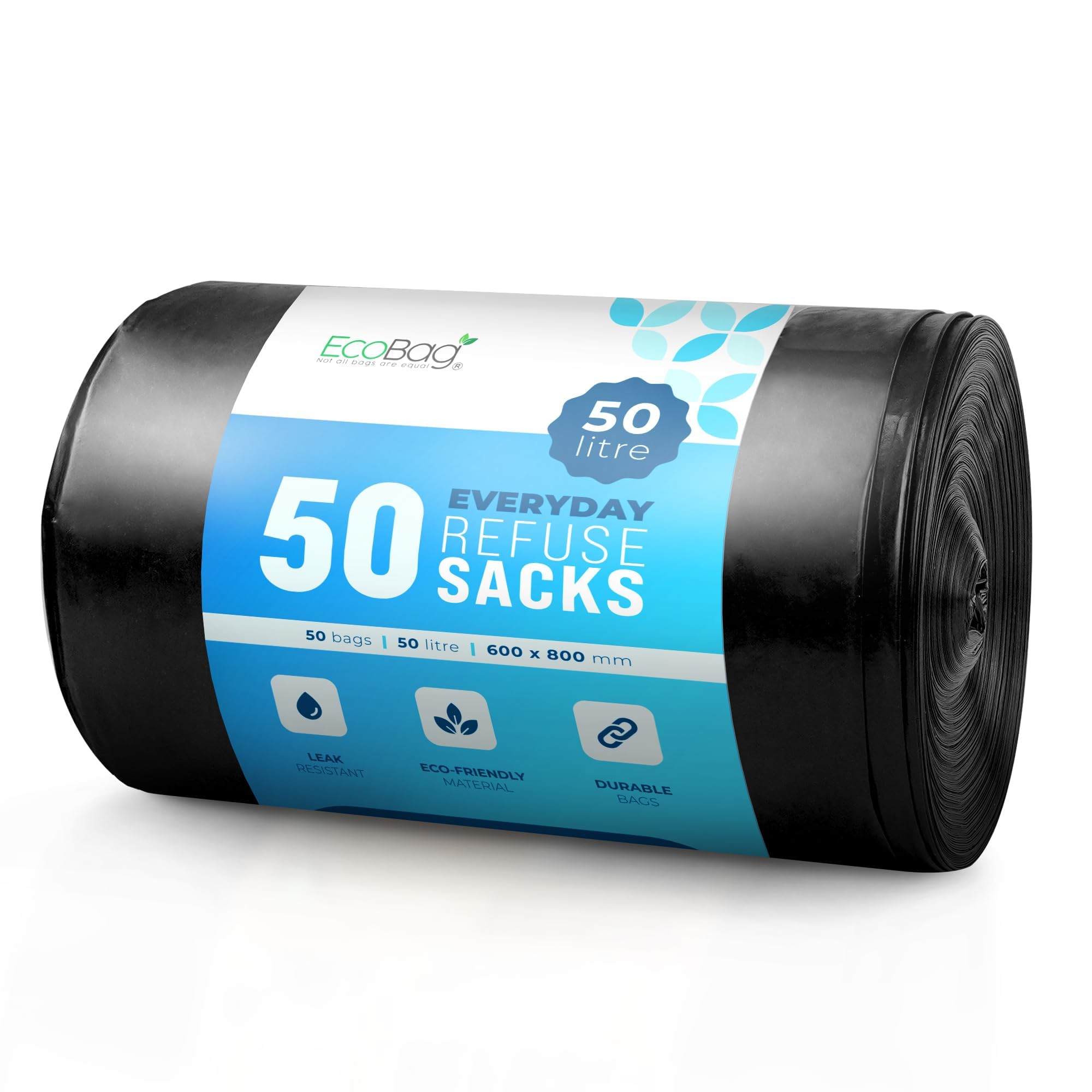 EcoBag Extra Strong Heavy Duty Refuse Sacks - 50 Pack Recyclable Bin Bags 3