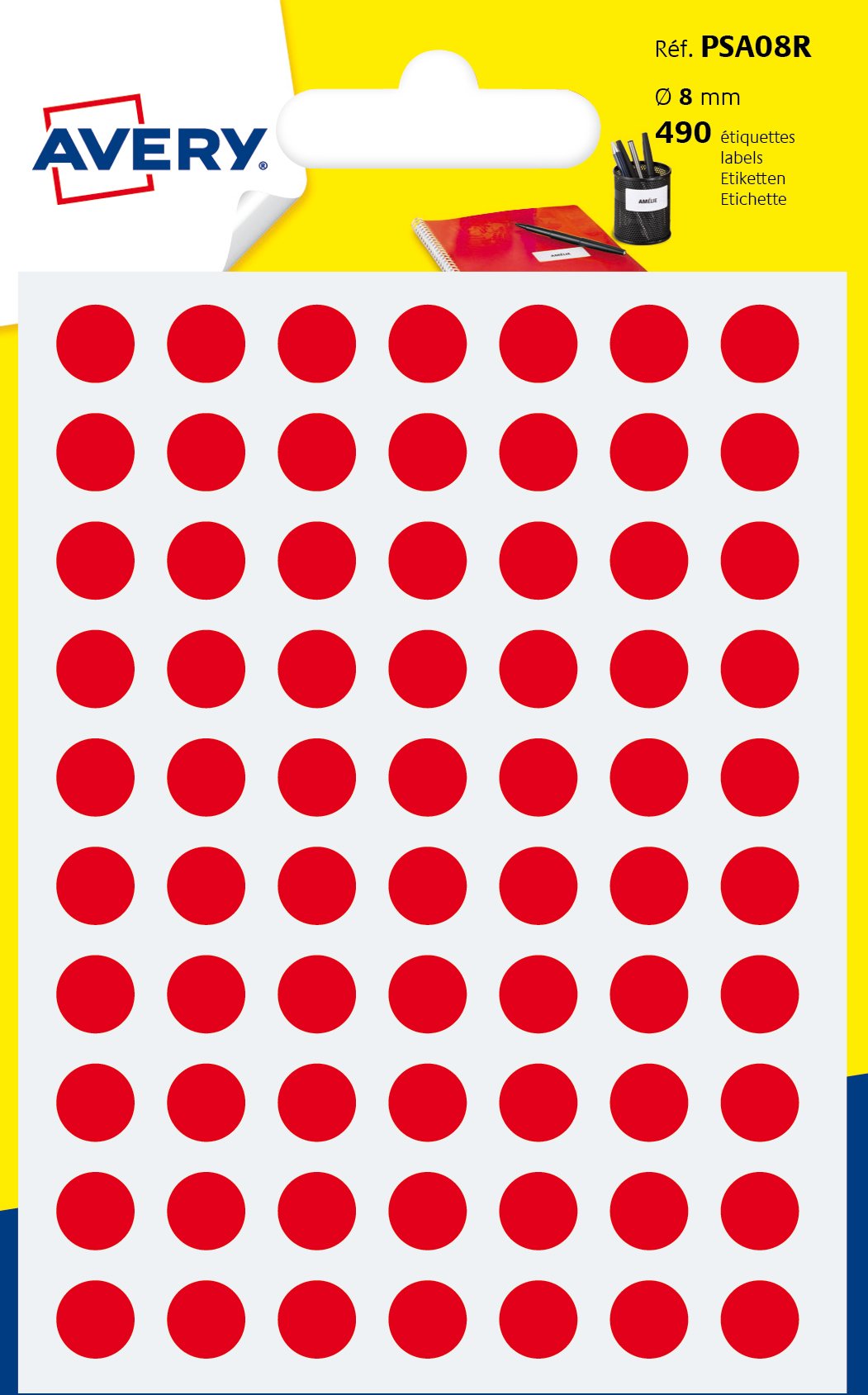 AVERY All-Purpose Dot Labels - 490 Count, 8mm Diameter, Red Paper Stickers 1