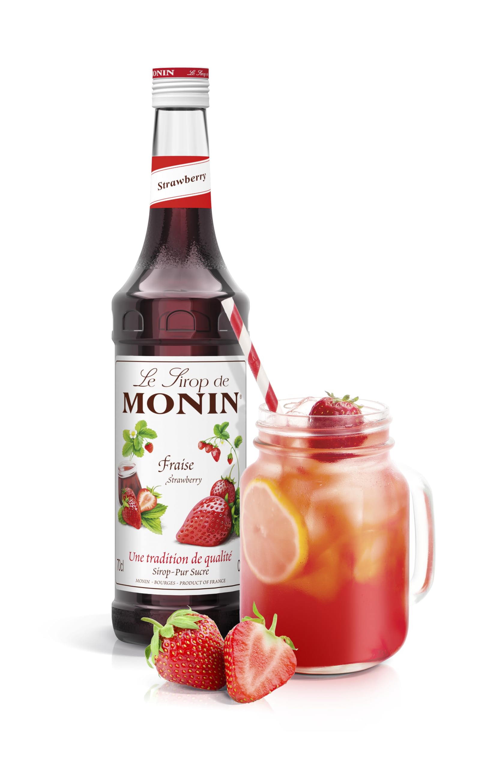 Monin Premium Strawberry Syrup - 1L PET Bottle | Natural Flavours | Vegan & Allergen-Free