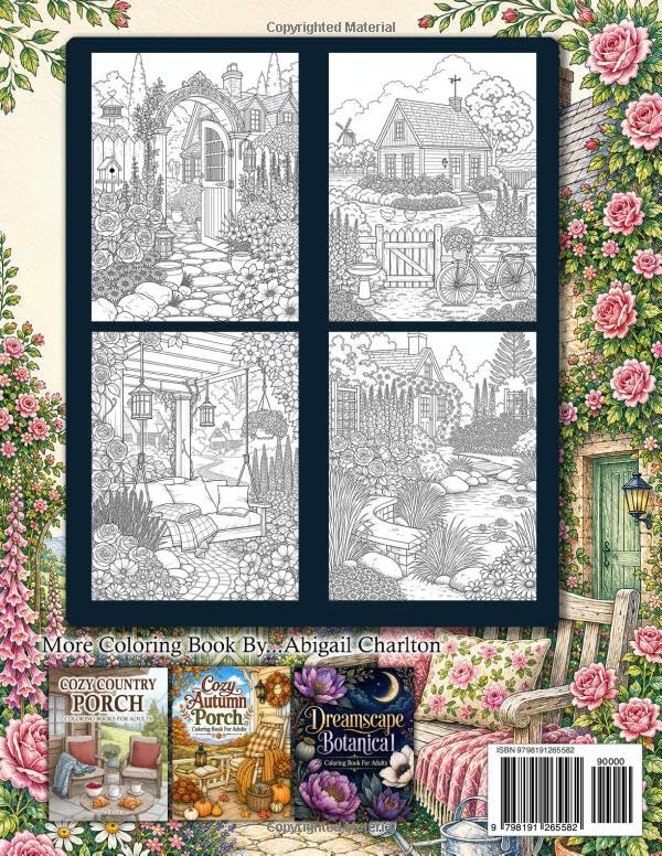 Abigail Charlton - Cottage Garden Retreat Adult Colouring Book - Paperback, 109 Pages