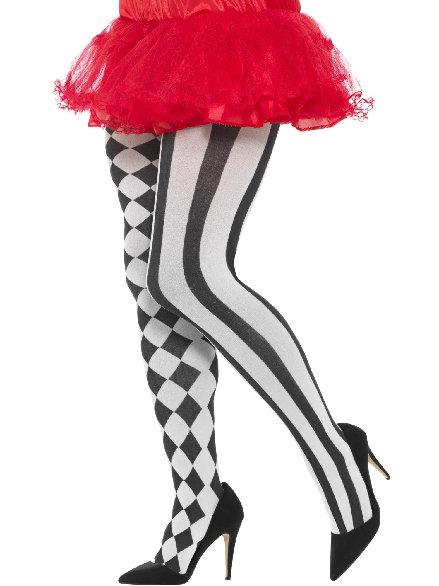 Smiffys Harlequin Tights - Plus Size Black & White Circus Fancy Dress Accessory for Adults 1