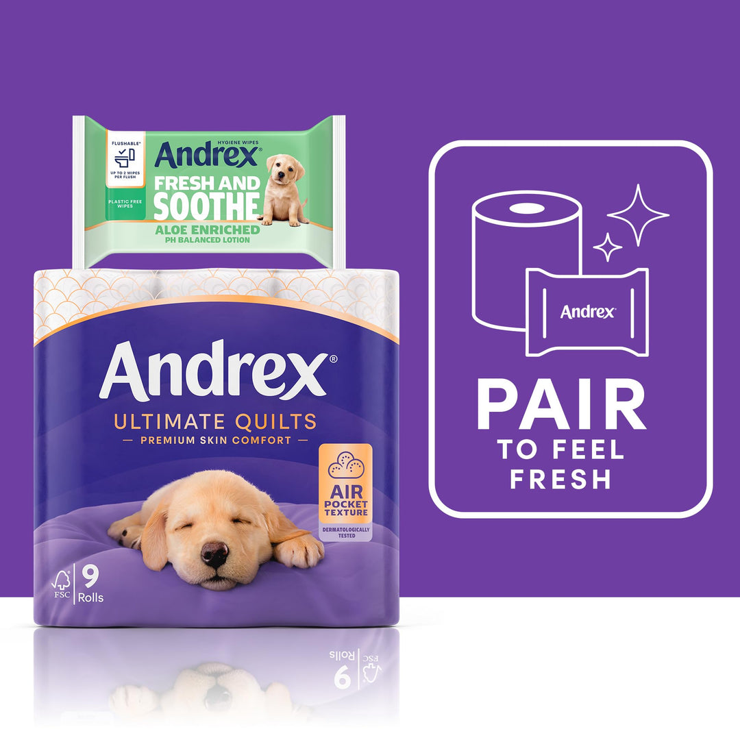 Andrex Supreme Quilts Mega Toilet Roll - 9 Rolls (13.5 Standard Rolls Equivalent)