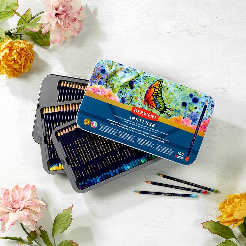 Derwent Inktense Watercolour Pencils - 100 Colours | 4mm Core | Water Soluble 6