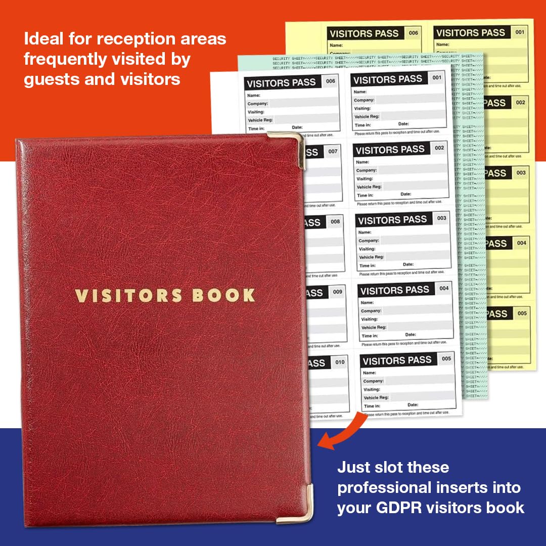 VSafety Visitor Book Refill - 100 Badge Inserts | 90 x 60mm | Yellow, White, Green 3