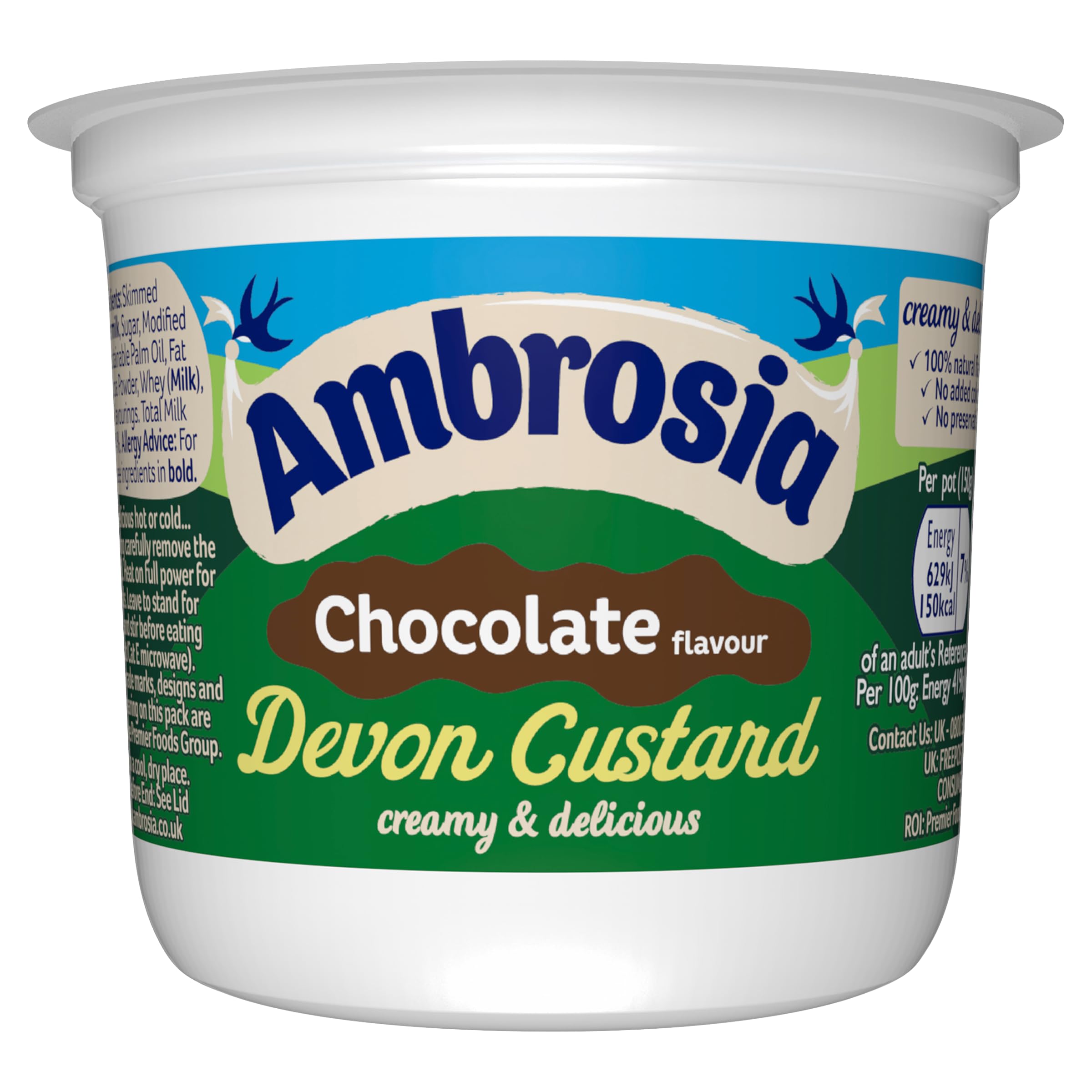 Ambrosia Devon Custard - Chocolate Flavour Ready-to-Eat Dessert Pot | 150g 6
