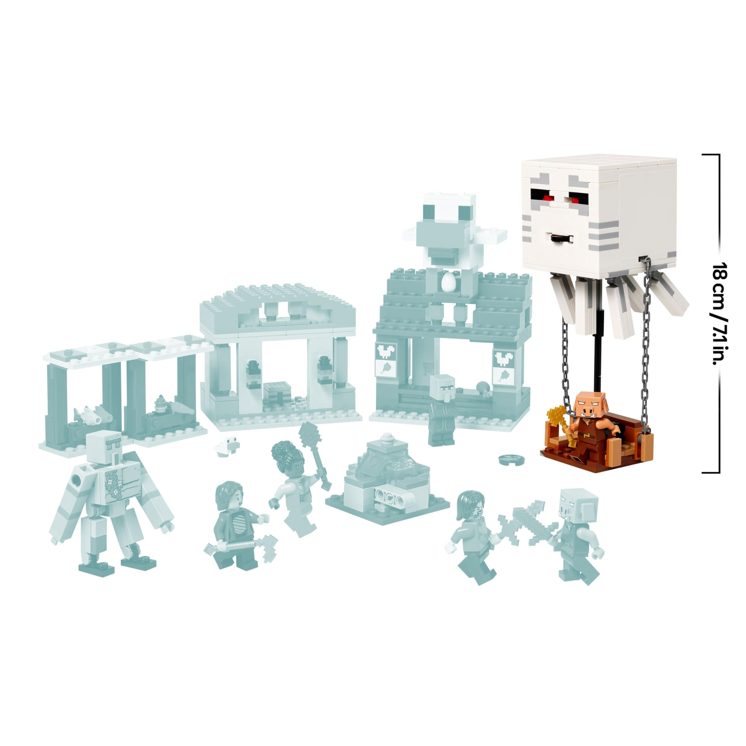 LEGO Minecraft Ghast Balloon Village Attack Set - 555-Piece Building Toy for Ages 10+