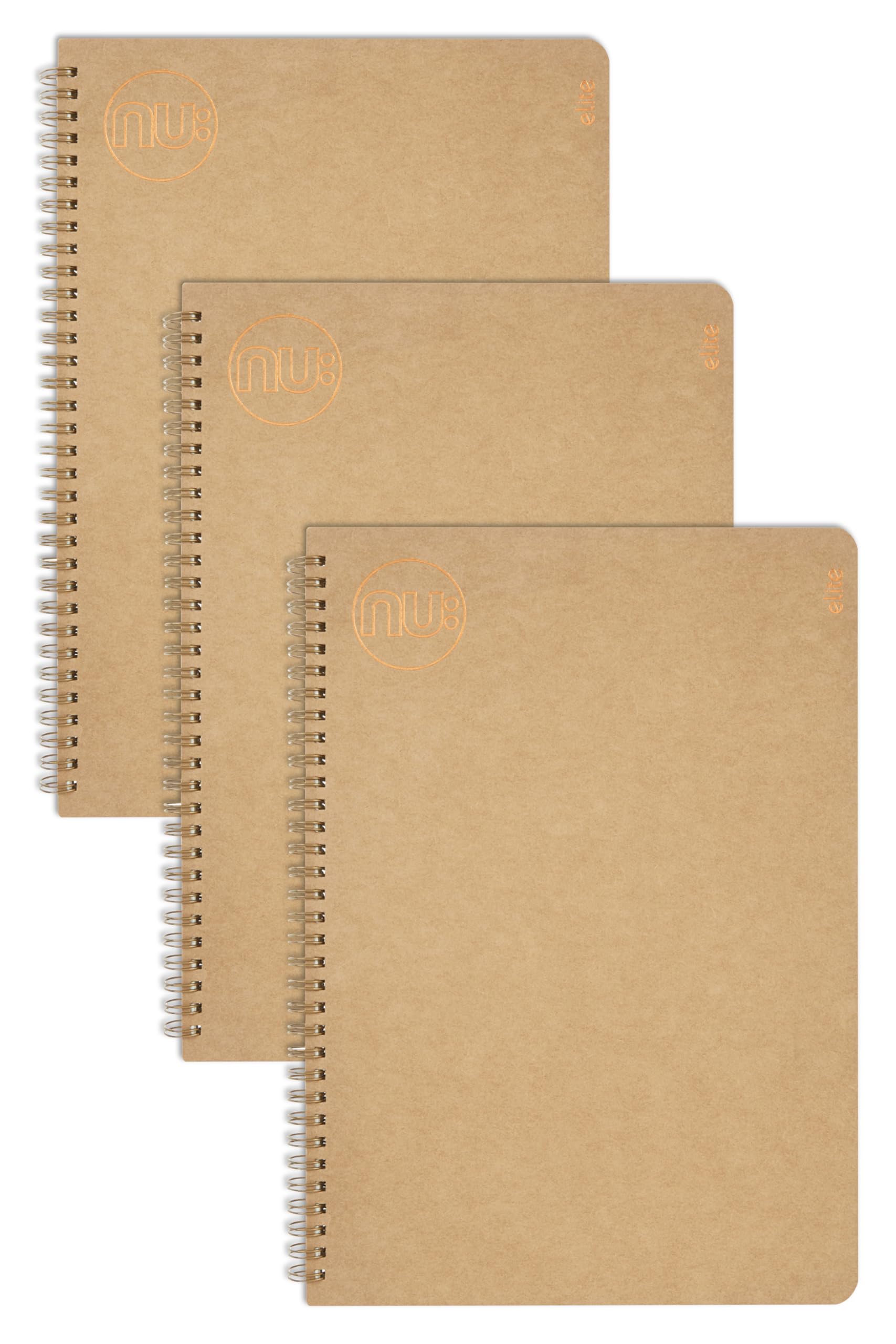 nu: Kraft Range A4 Wirebound Notebook - 160 Pages Ruled Cream Paper | 3 Pack