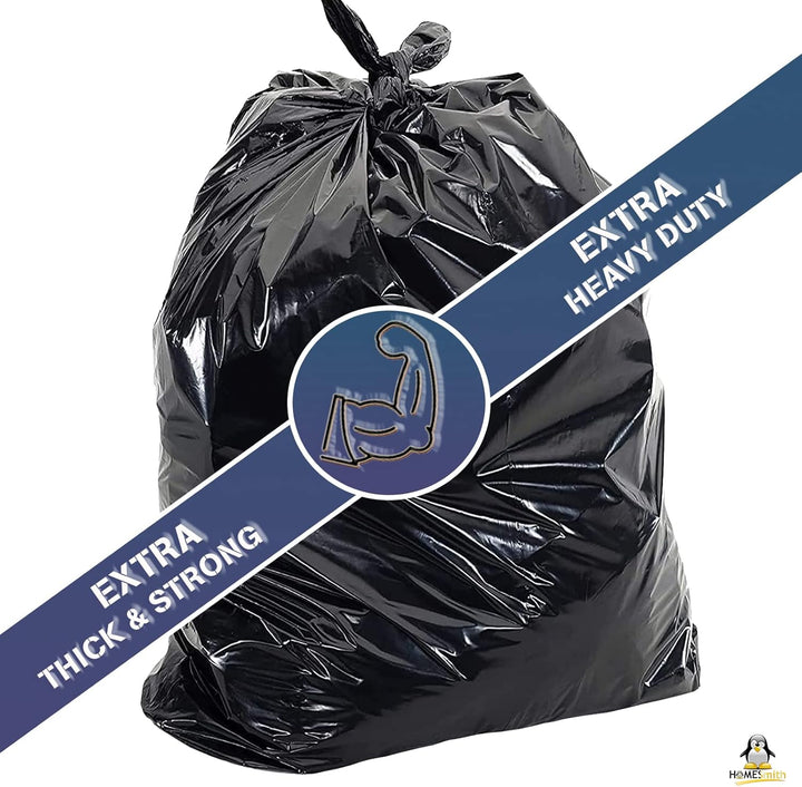 HOMESmith Extra Large Heavy Duty Eco Friendly Refuse Sacks - 120L Black Bin Bags Pack of 10