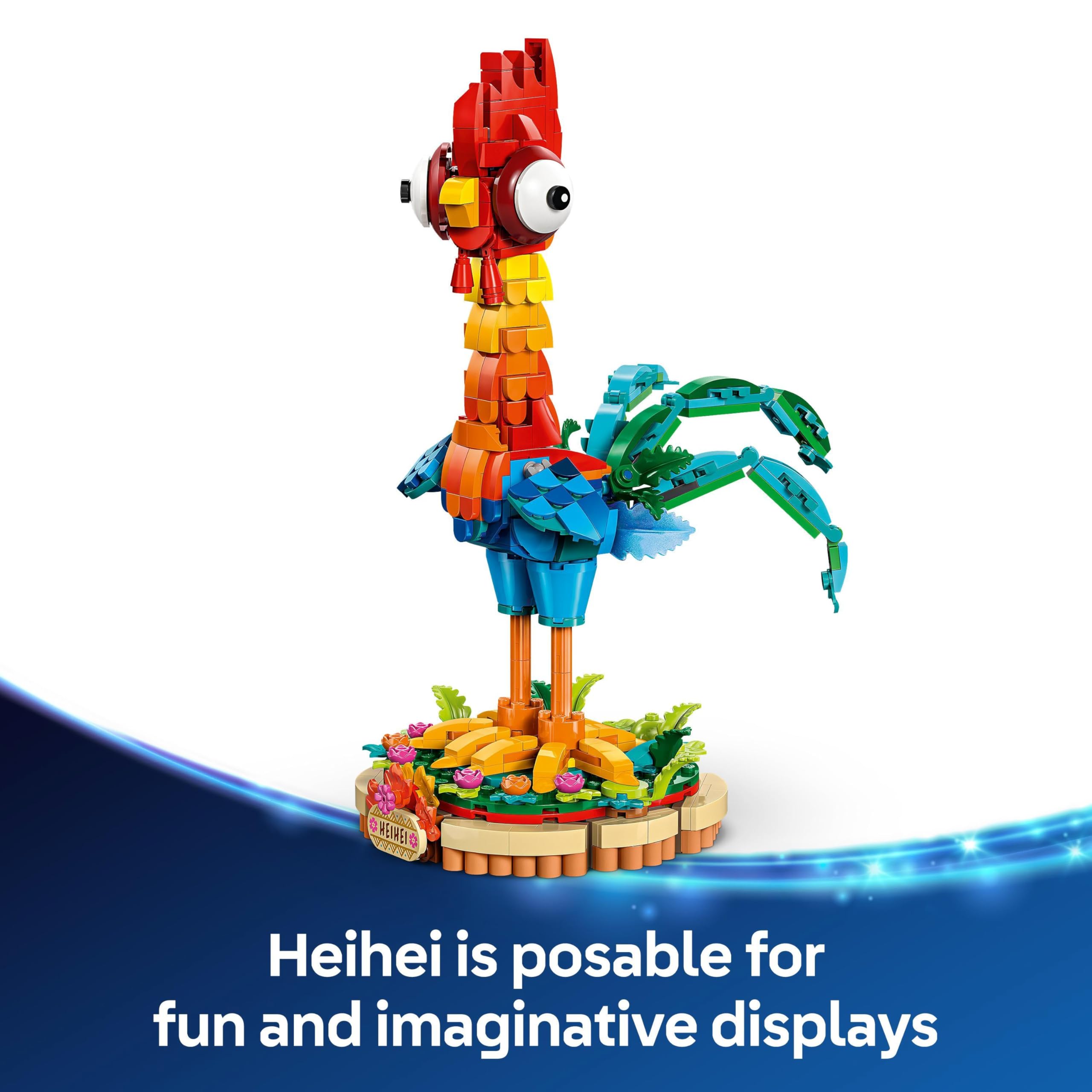 LEGO ǀ Disney Moana 2 Heihei Buildable Animal Toy - Posable Chicken Figure with Stand for Kids 9+ 11