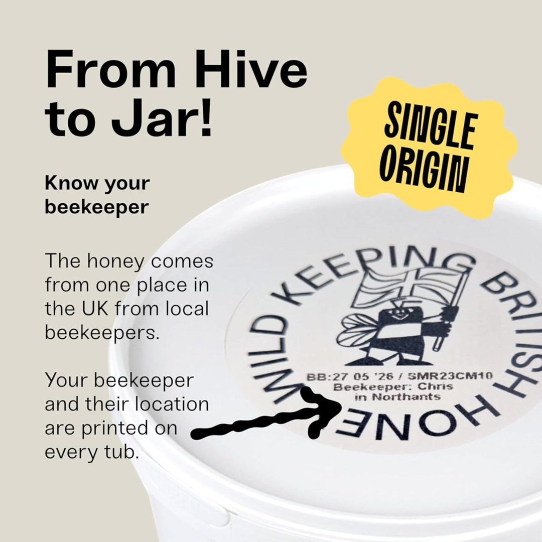 British Summer Honey - Pure and Natural, Single-Origin, Unpasteurised, 1 kg Plastic Tub