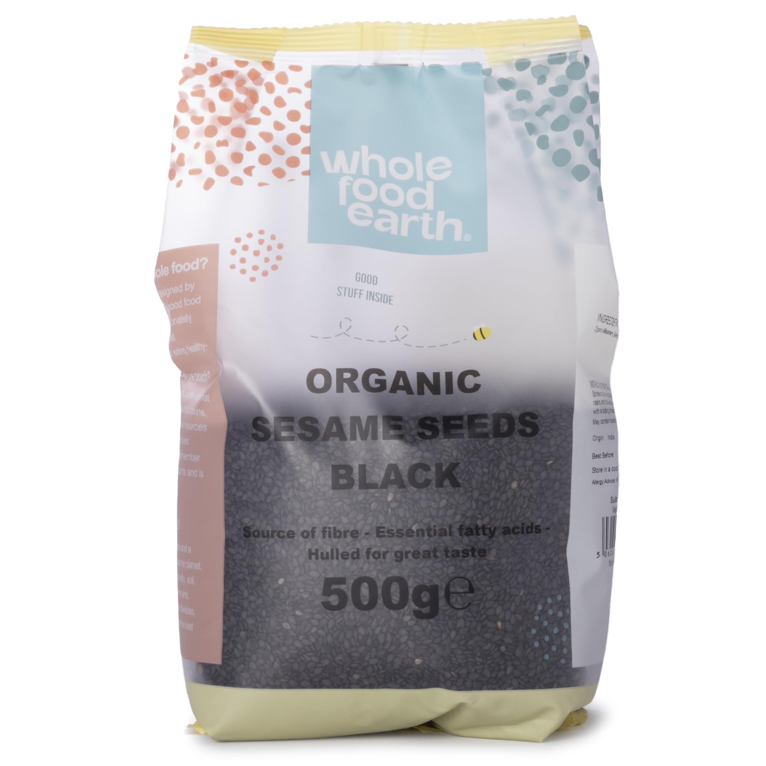 Wholefood Earth Organic Black Sesame Seeds Raw - 500g | GMO Free | Vegan