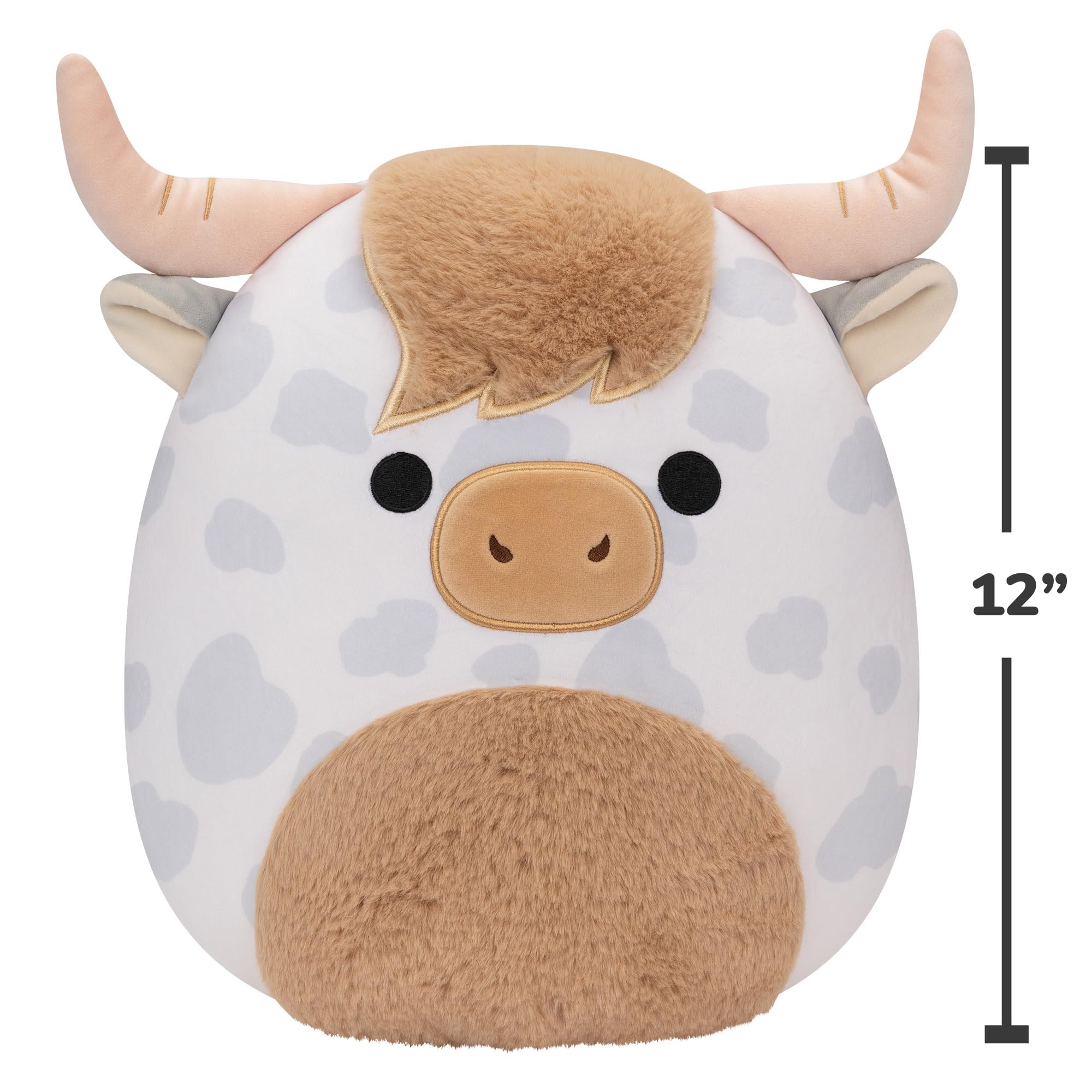 Squishmallows Borsa 12-Inch Spotted Highland Cow Plush - Soft Stuffed Animal for Kids 3+ 7