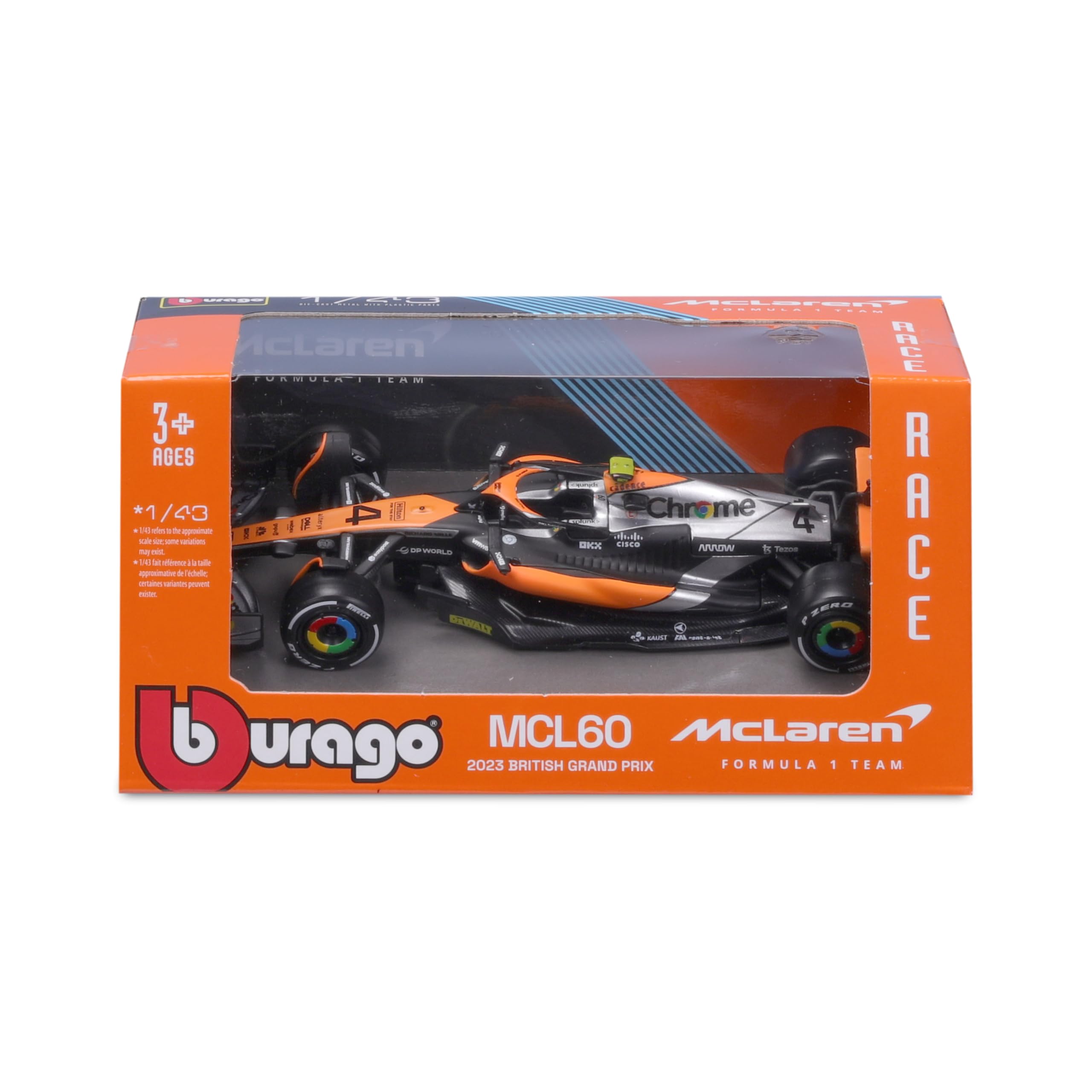 Bburago McLaren MCL60 2023 Norris Formula 1 Race Car - 1:43 Scale Die-Cast Collectible 2