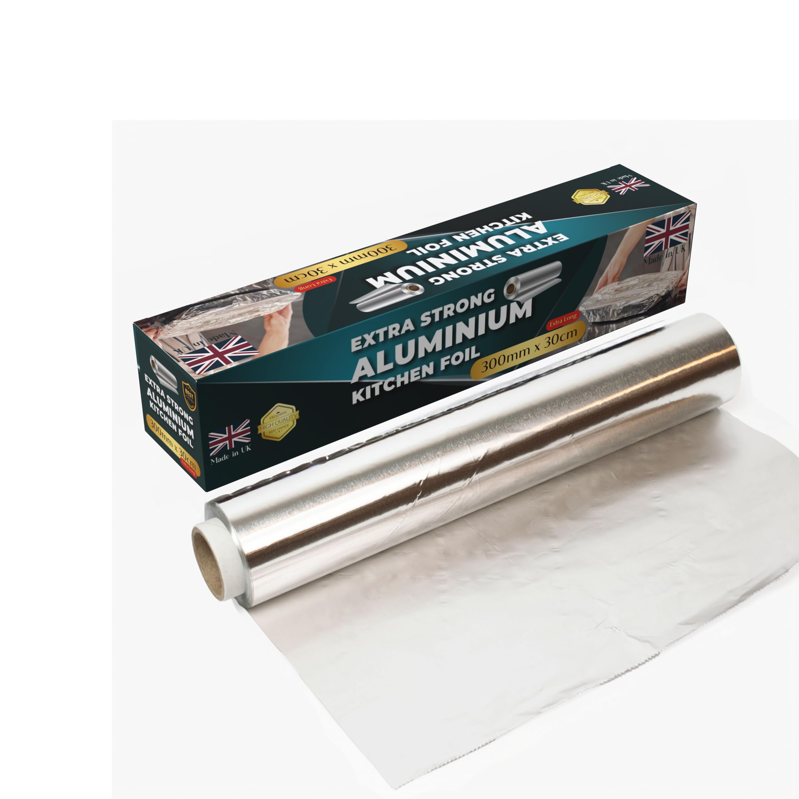 STERLING PRODUCTS Heavy Duty Aluminum Foil Roll - Extra Long 30m x 30cm for Cooking & Storage