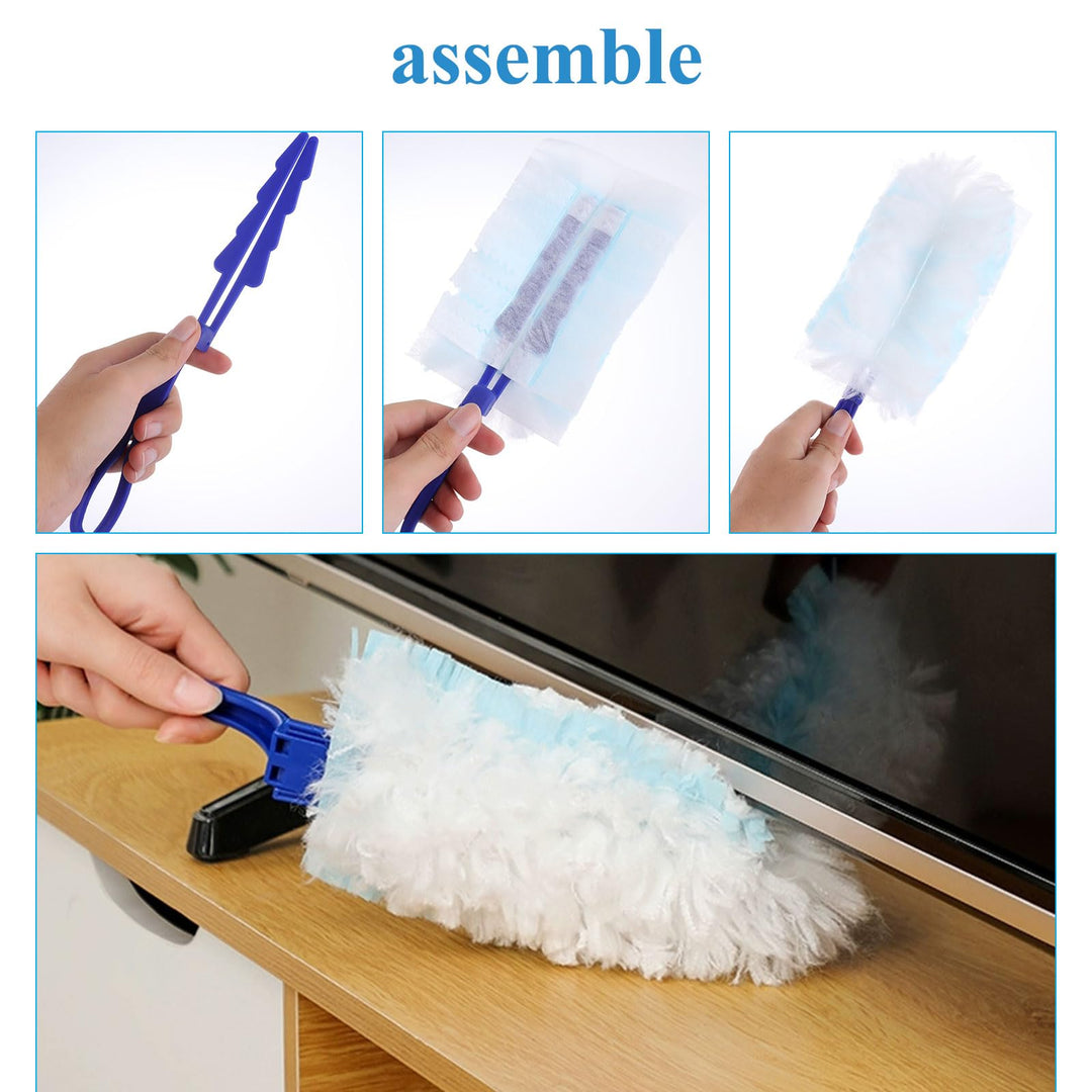 ASelected Fluffy Duster Refills 30 Pcs with 1 Handle - Reusable Cleaning Tool for Home