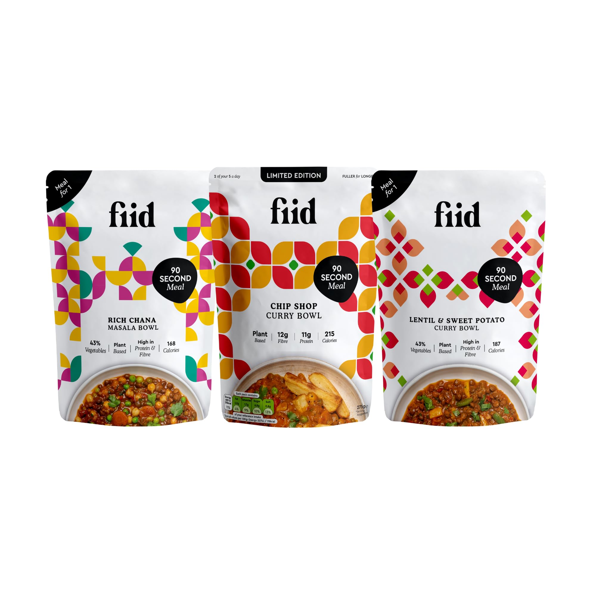 Fiid 100% Natural Vegan Microwave Ready Meals 3-Flavour Multipack 9