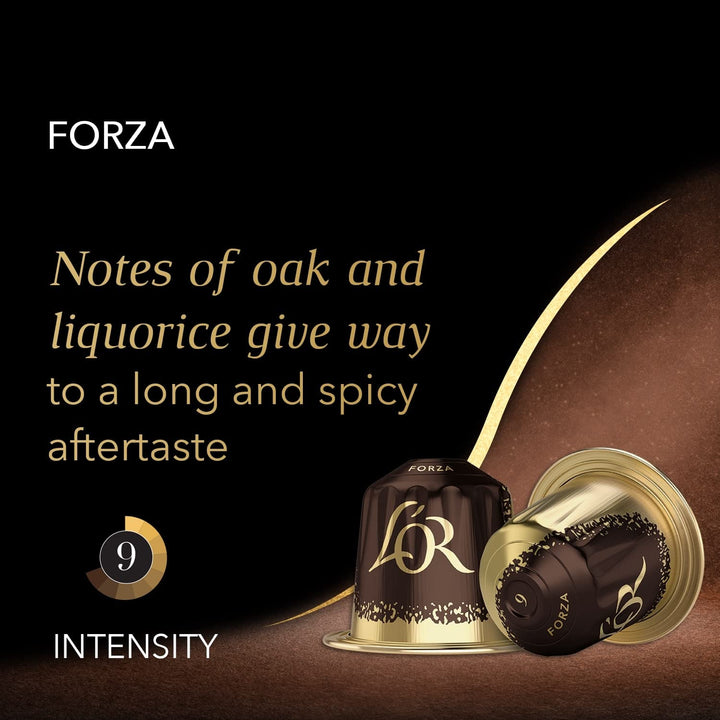 L'OR Espresso Forza Coffee Pods x10 Intensity 9 - Aluminum Capsules for Nespresso Machines