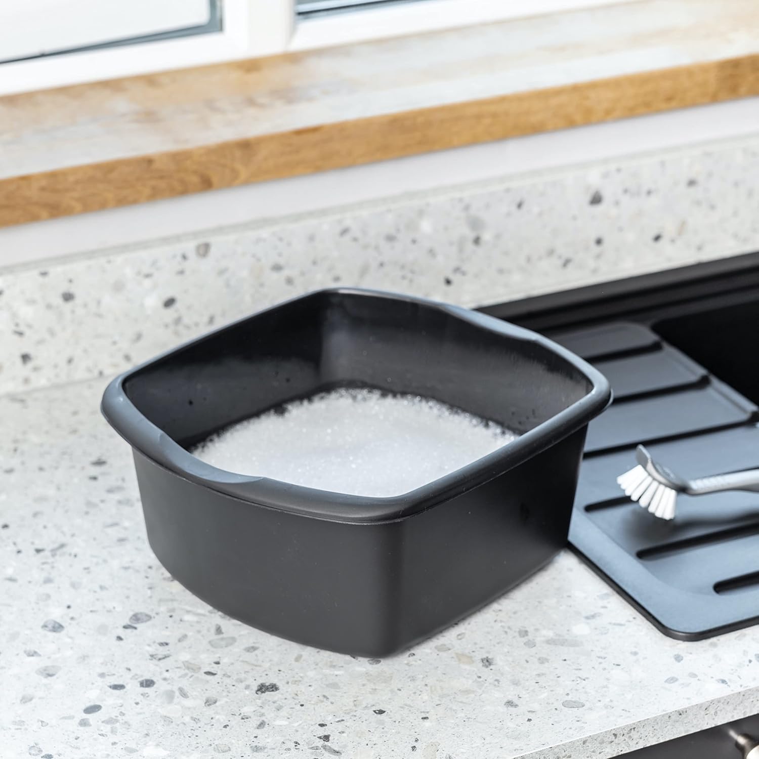 Addis - 8 Litre Small Rectangular Plastic Washing Up Bowl, Black 4