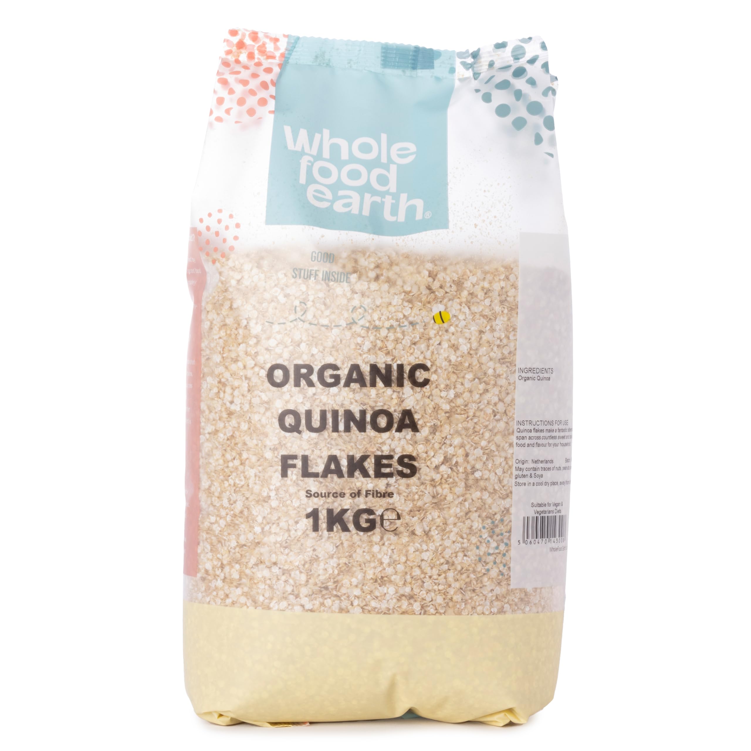 Wholefood Earth Organic Quinoa Flakes - 1 kg | GMO Free | Vegan | Source of Protein & Fibre 1