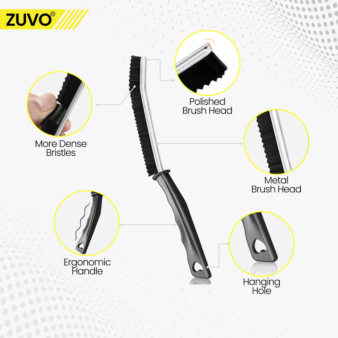 Zuvo Crevice Brush Set (2 Pack) – Hard Bristle Cleaning Tool for Grout, Gaps & Tight Spaces