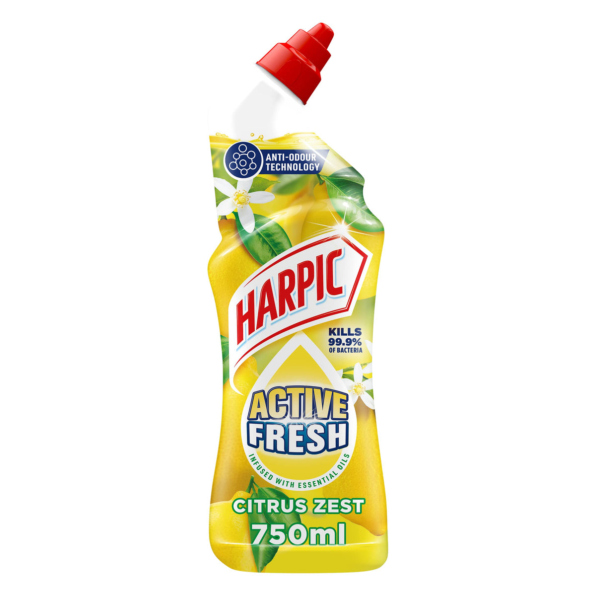 Harpic Active Fresh Toilet Cleaning Gel, Citrus Zest - 12 x 750 ml