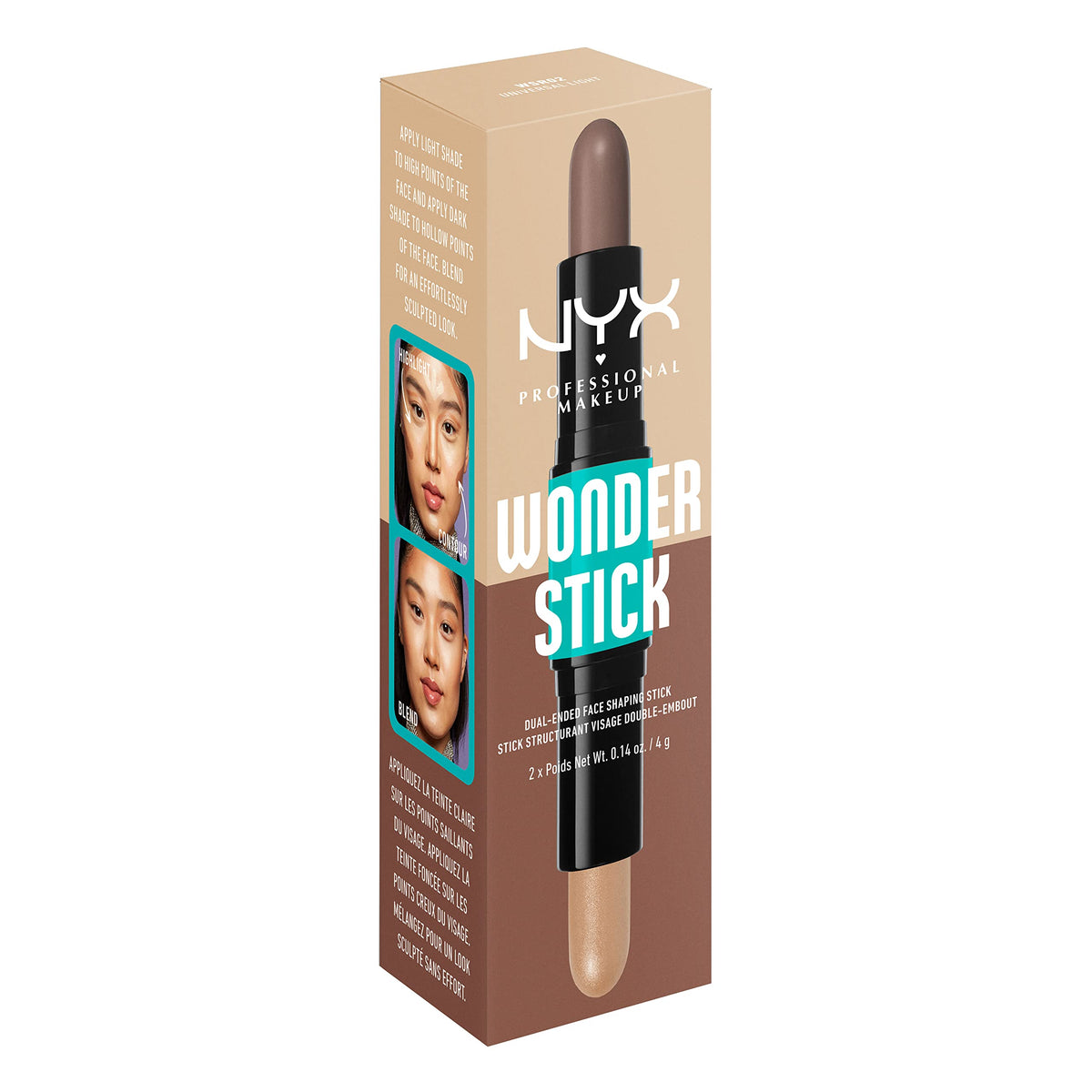 NYX PROFESSIONAL MAKEUP Wonder Stick Highlight & Contour Stick - Dual-Ended Cream, Universal Light 9