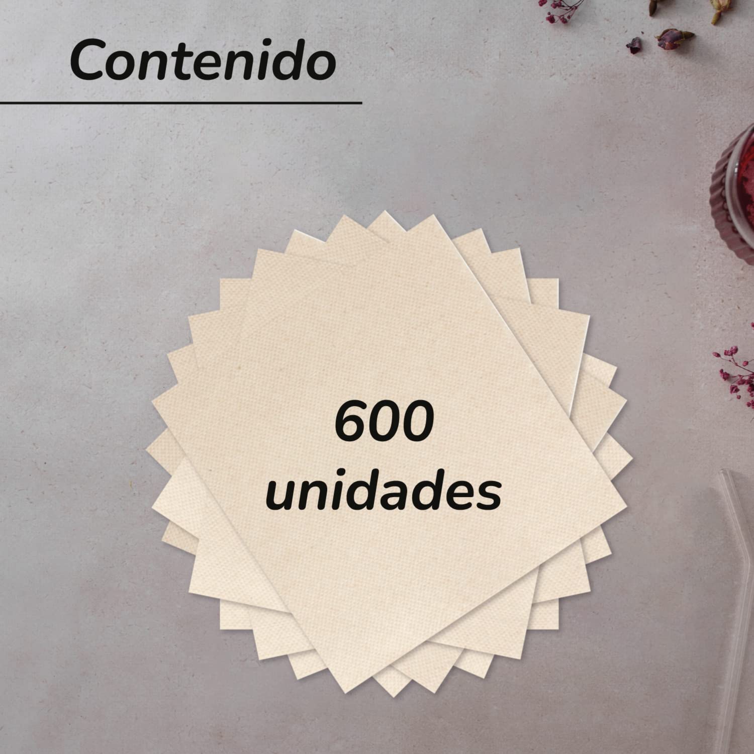 Hostelnovo Recycled Paper Napkins - 600 Pack | Cocktail Size | 100% Recyclable | Natural Color