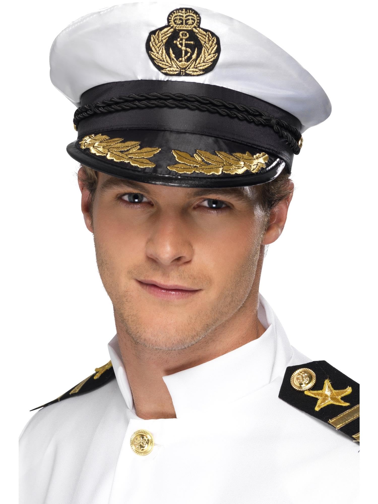 Smiffys Captain Cap White with Golden Detail 2