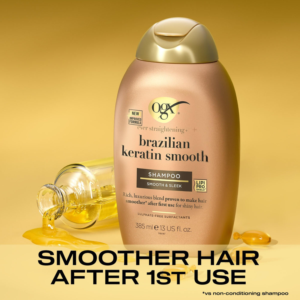 OGX Brazilian Keratin Smooth Shampoo - Smoothening, 385ml