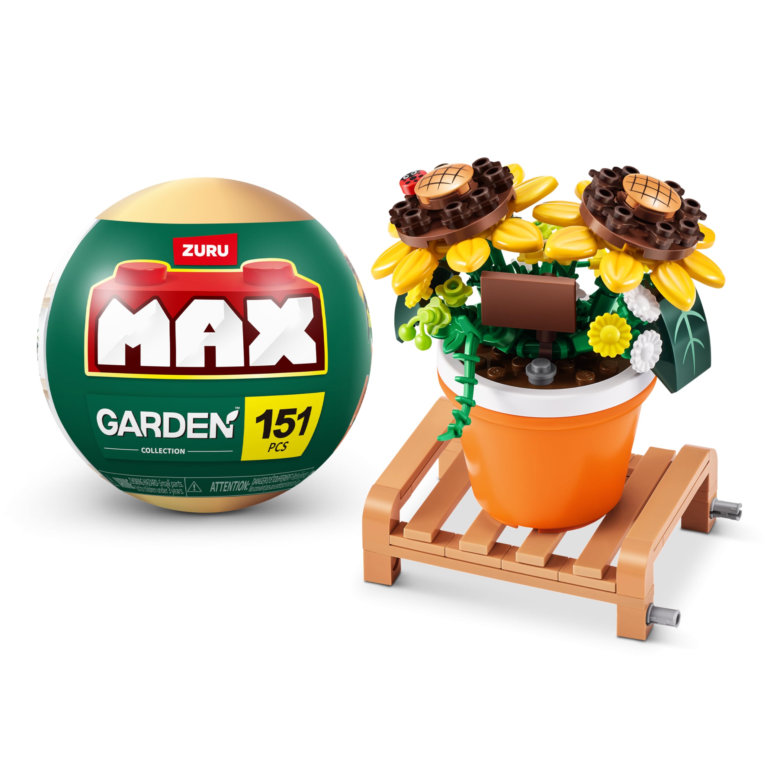 MAX Premium Garden Pot Plants Building Bricks Set - Sunflower Capsule (151 Pieces) 1