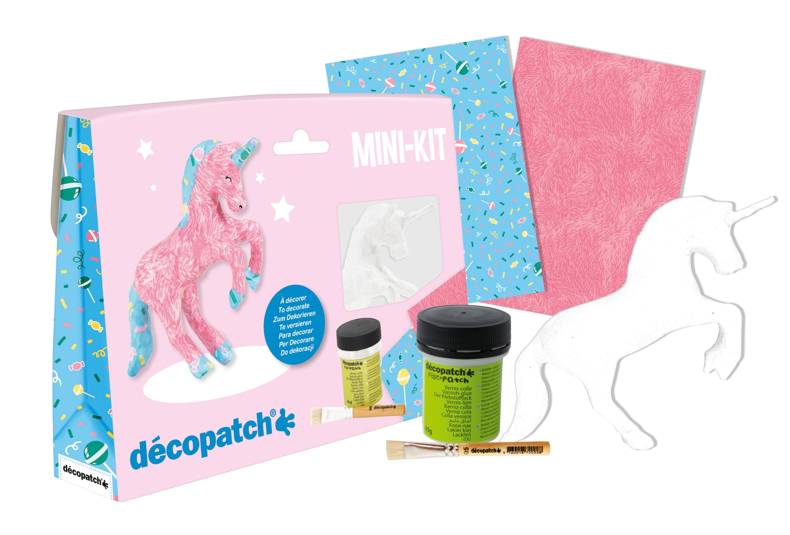 décopatch Unicorn Mini Kit - Papercraft for Kids 5+ | Includes Glue & Paper