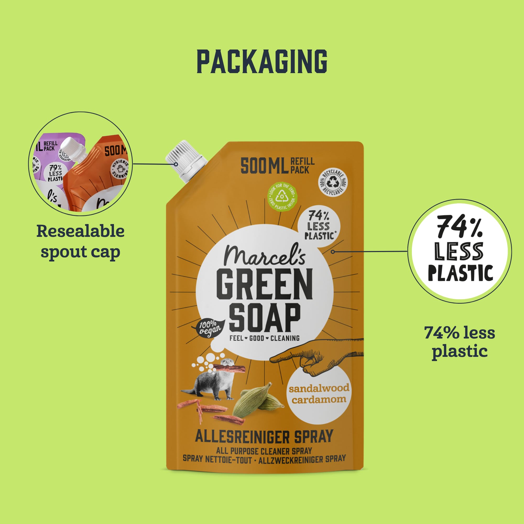 Marcel's Green Soap All Purpose Cleaner Refill - Sandalwood & Cardamom Scent | 500 ml 5