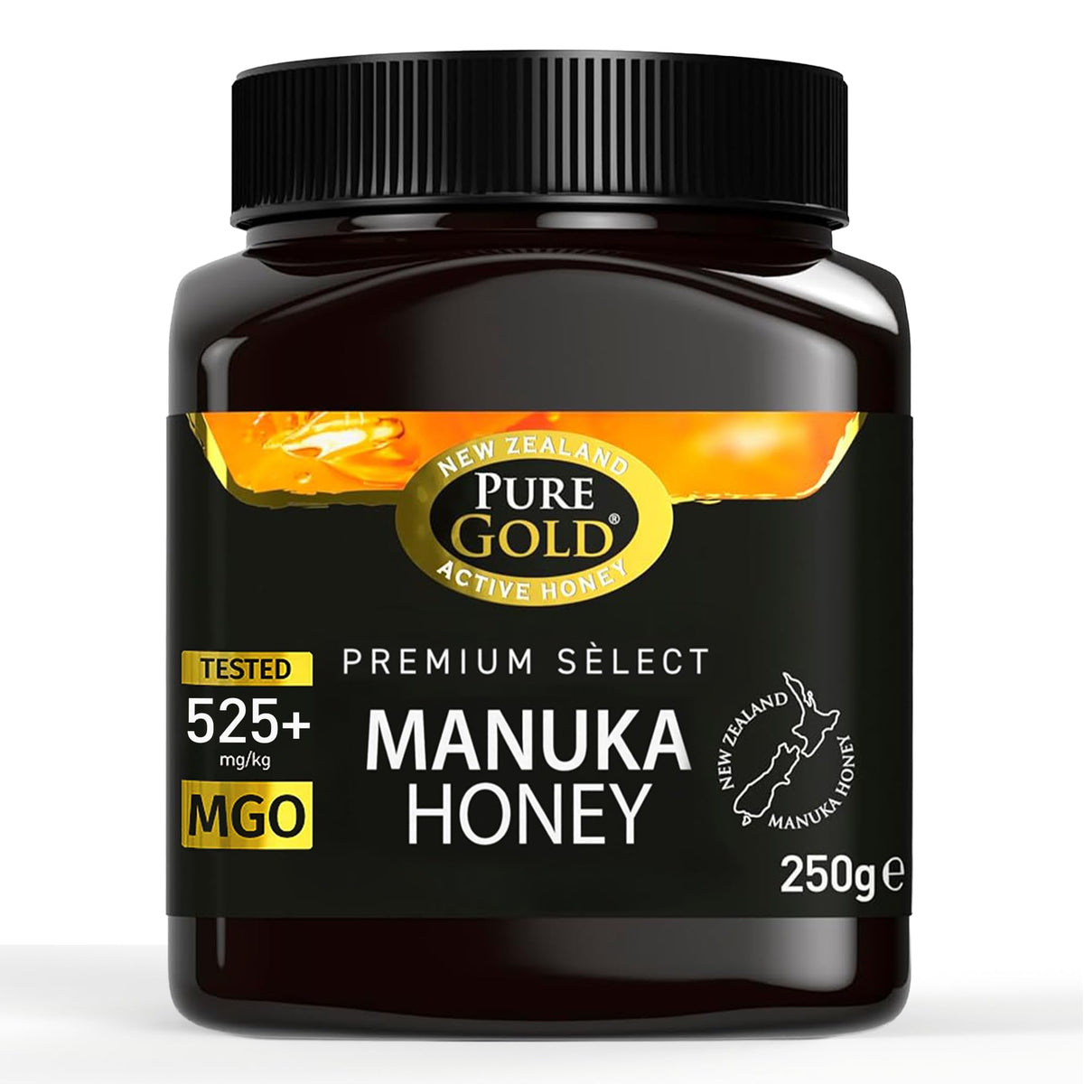 Pure Gold Manuka Honey - MGO 525+, Raw New Zealand Honey, 250g