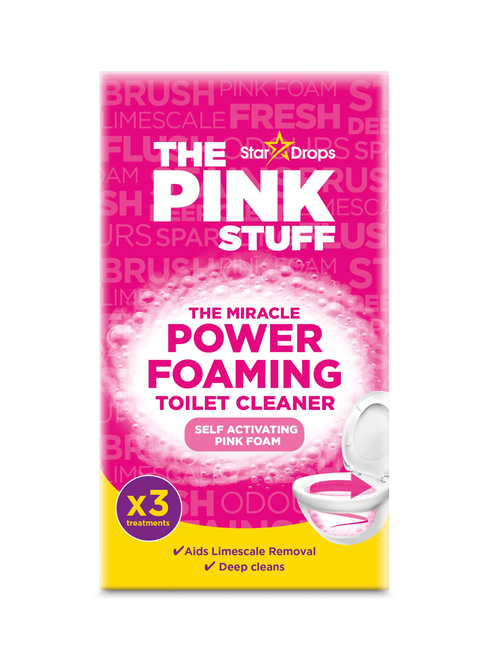 THE PINK STUFF Miracle Power Foaming Toilet Cleaner - Deep Cleaning Powder, Fruit Scent, 300g