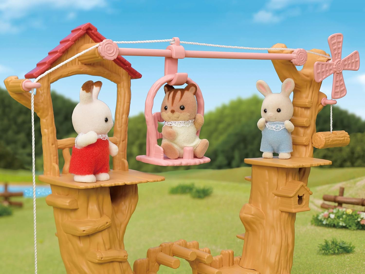 Sylvanian Families Baby Ropeway Park Playset - Ropeway Adventure with Milk Rabbit Baby 5