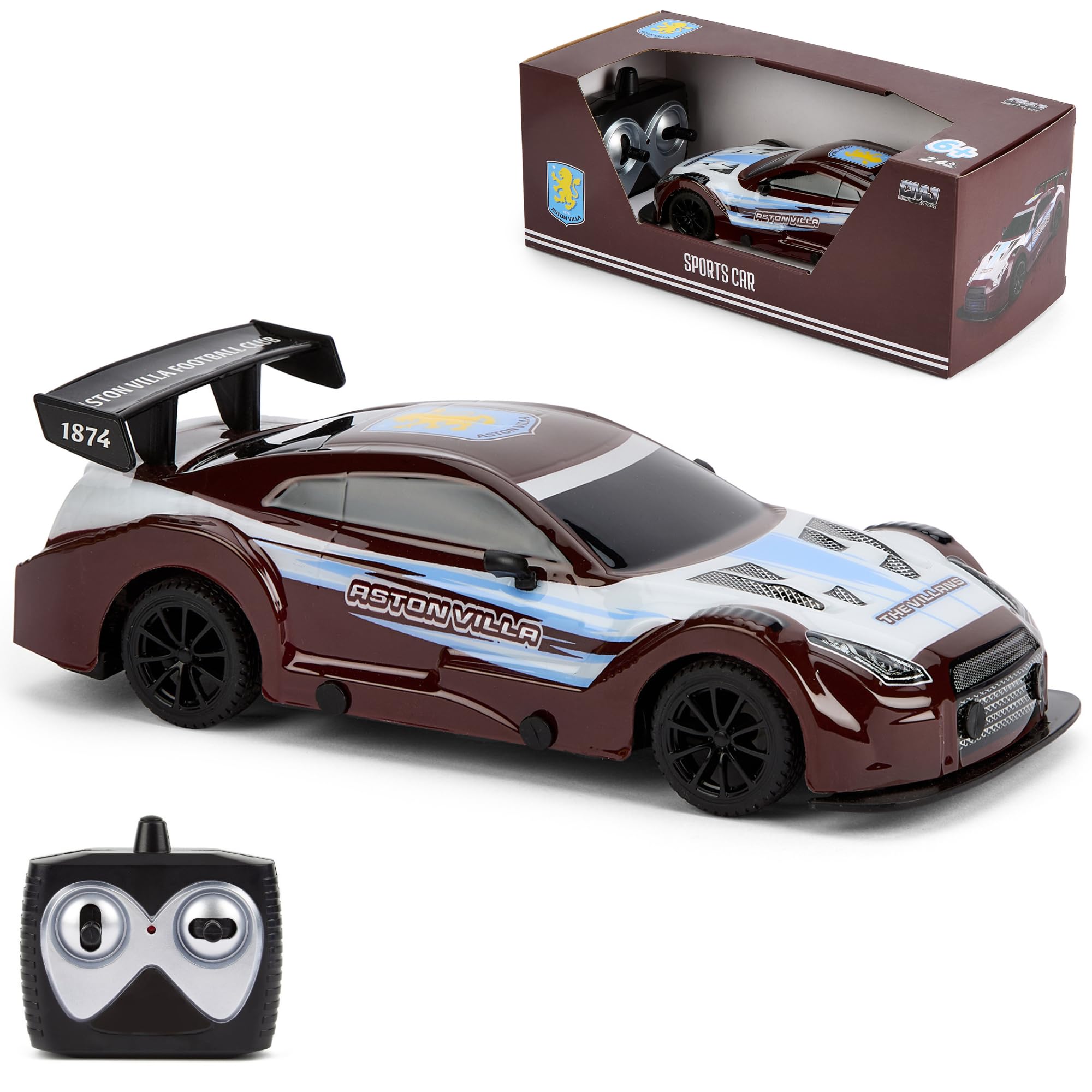 Aston Villa FC Officially Licensed RC Sports Car - 1:24 Scale Remote Controlled Vehicle for Kids 1