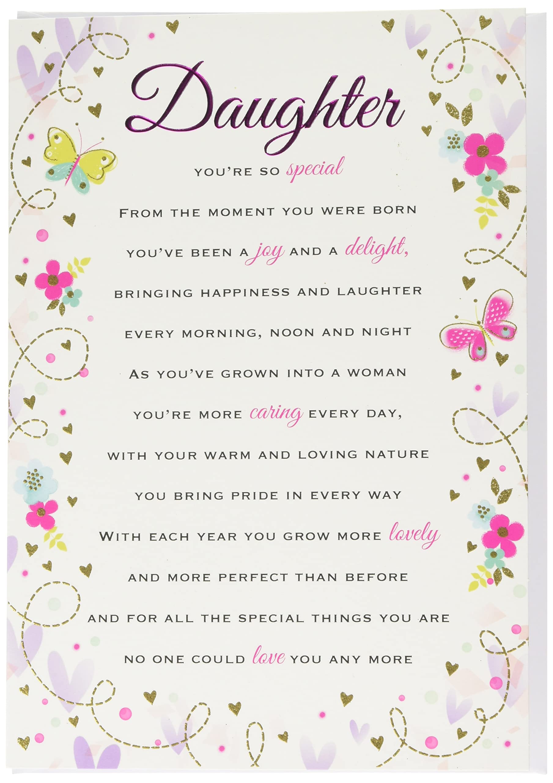 Piccadilly Greetings Heartfelt Wishes Sentimental Birthday Card for Daughter | 9 x 6 inches