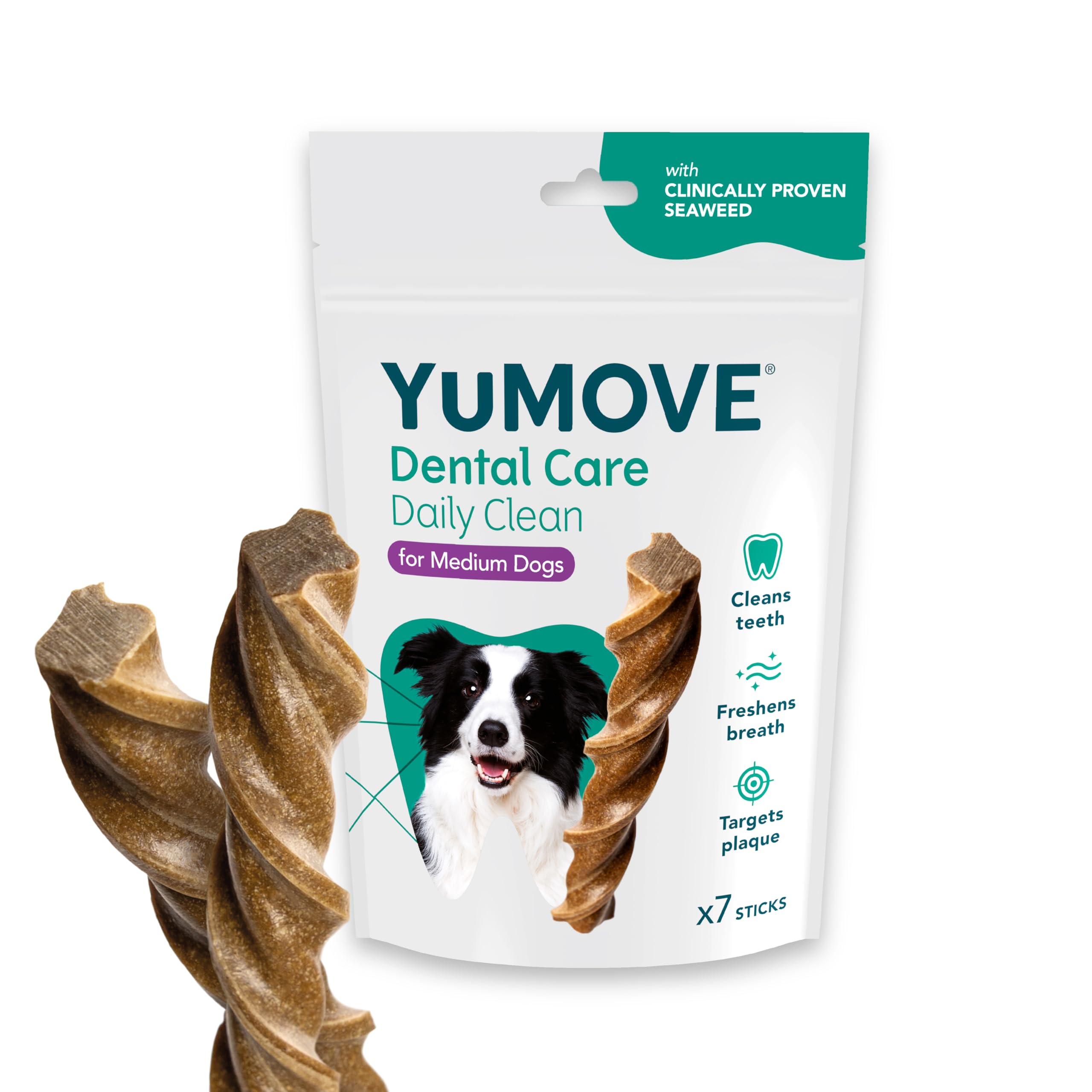 YuMOVE Daily Clean Dental Sticks for Medium Dogs - 7 Count Pack | Cleans Teeth & Freshens Breath