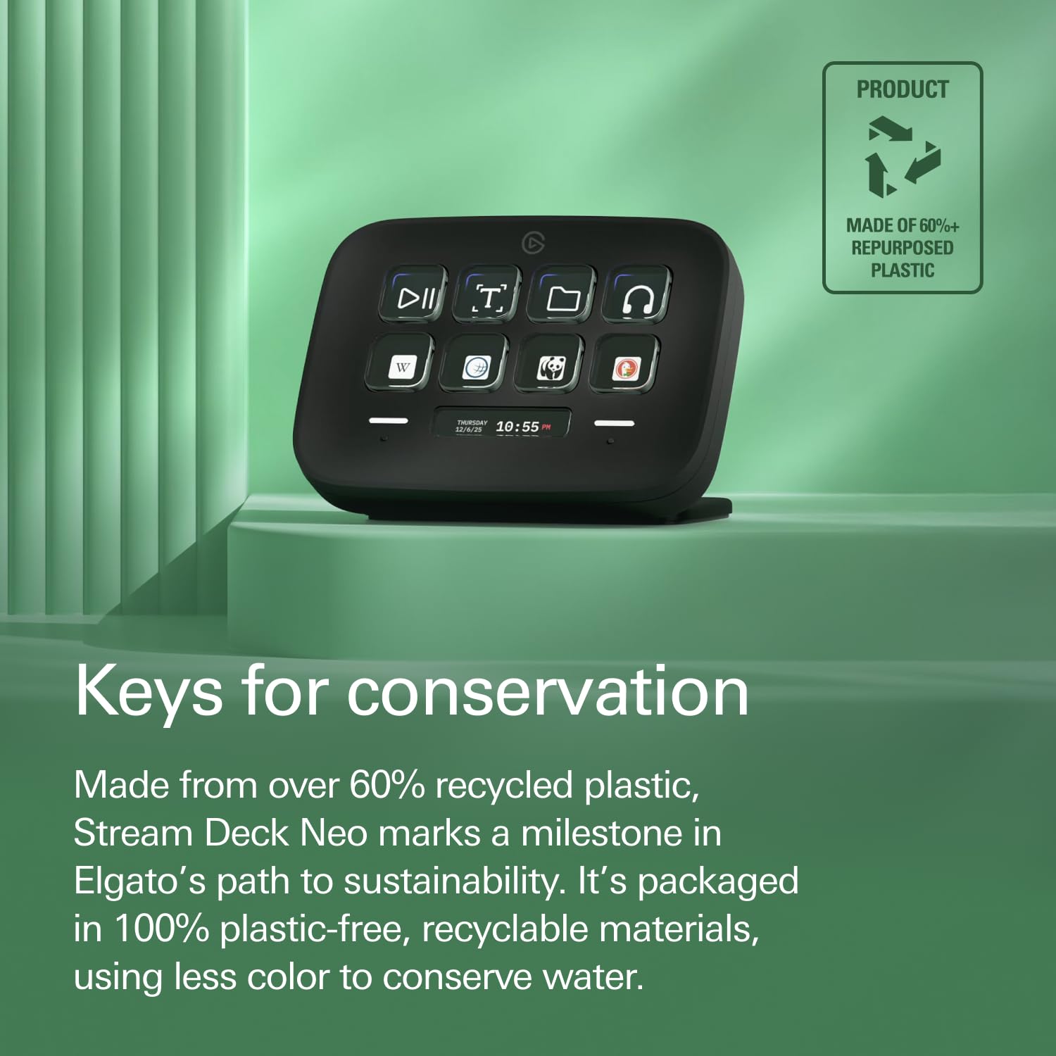 Elgato Stream Deck Neo (Black) – 8 Customisable Keys, 2 Touch Points, Speed 9