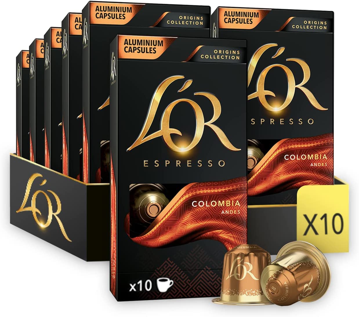 L'OR Origins Colombia Coffee Pods - Citrus Fruit Flavour & Elegant Aftertaste | 100 Capsules | Compatible with Nespresso