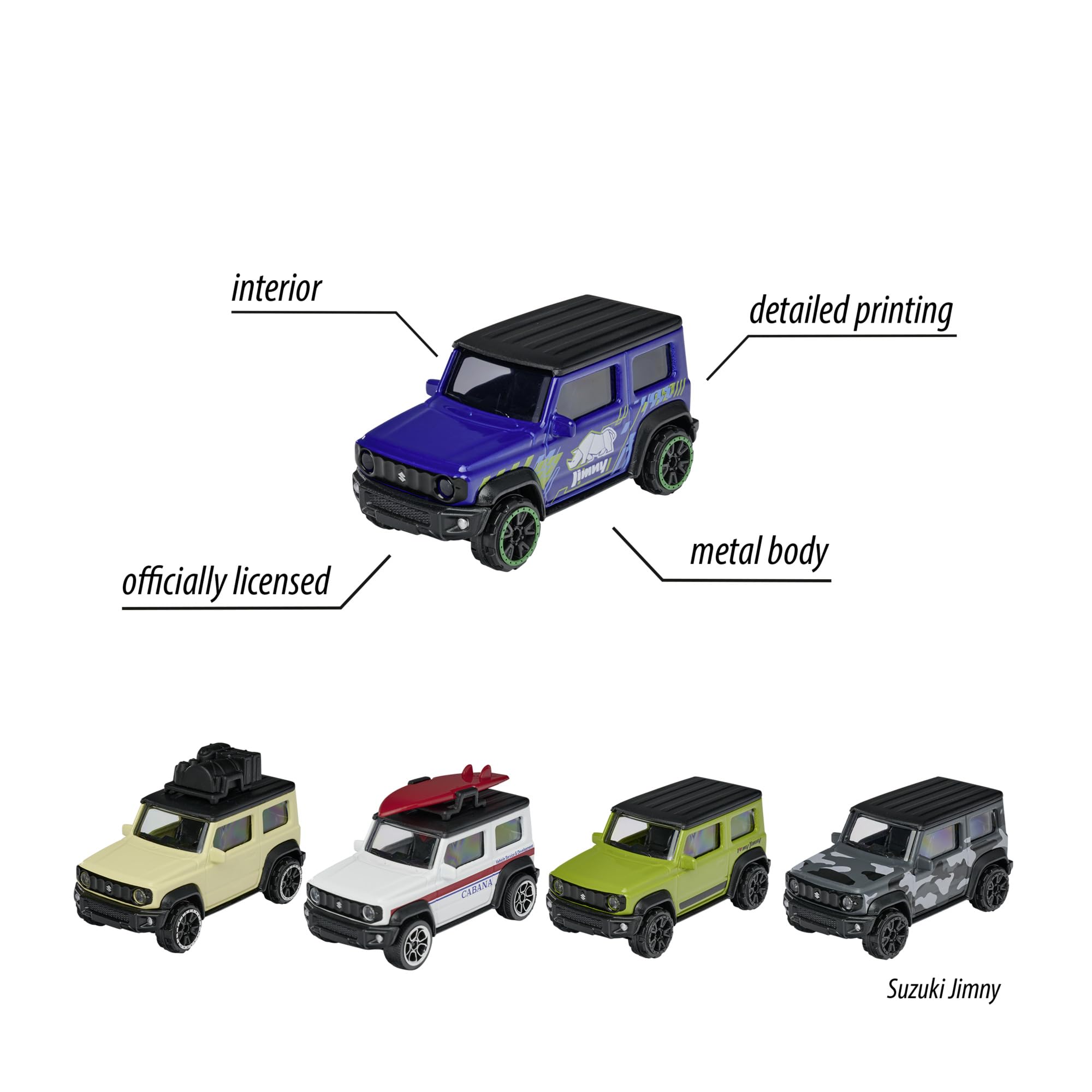 Majorette Suzuki Jimny 5-Pack Metal Collectible SUV Toy Cars | 7.5 cm | Ages 3+ 4