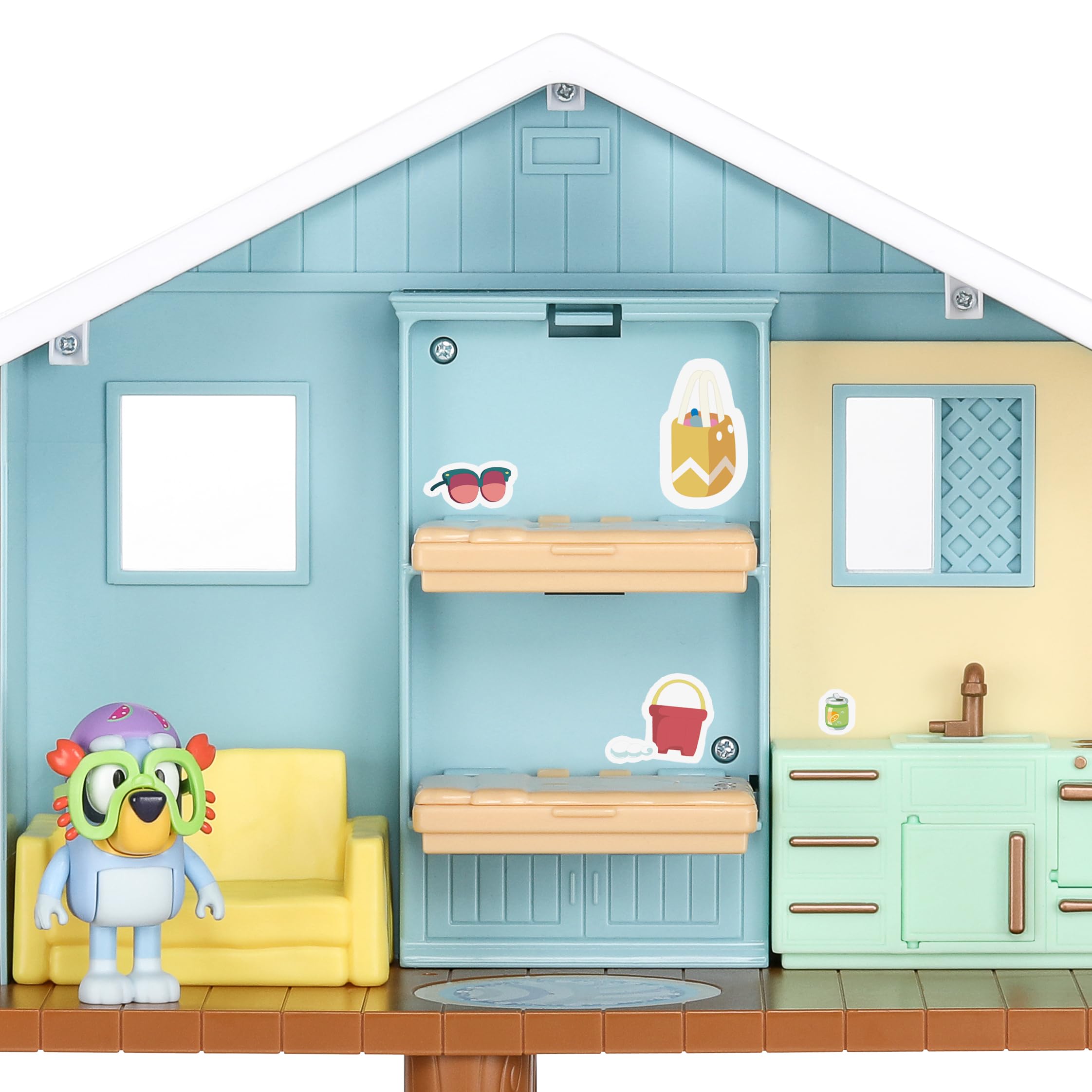 Bluey Beach Cabin Playset - 10+ Piece Playset with Exclusive Figure & Sticker Sheet 14