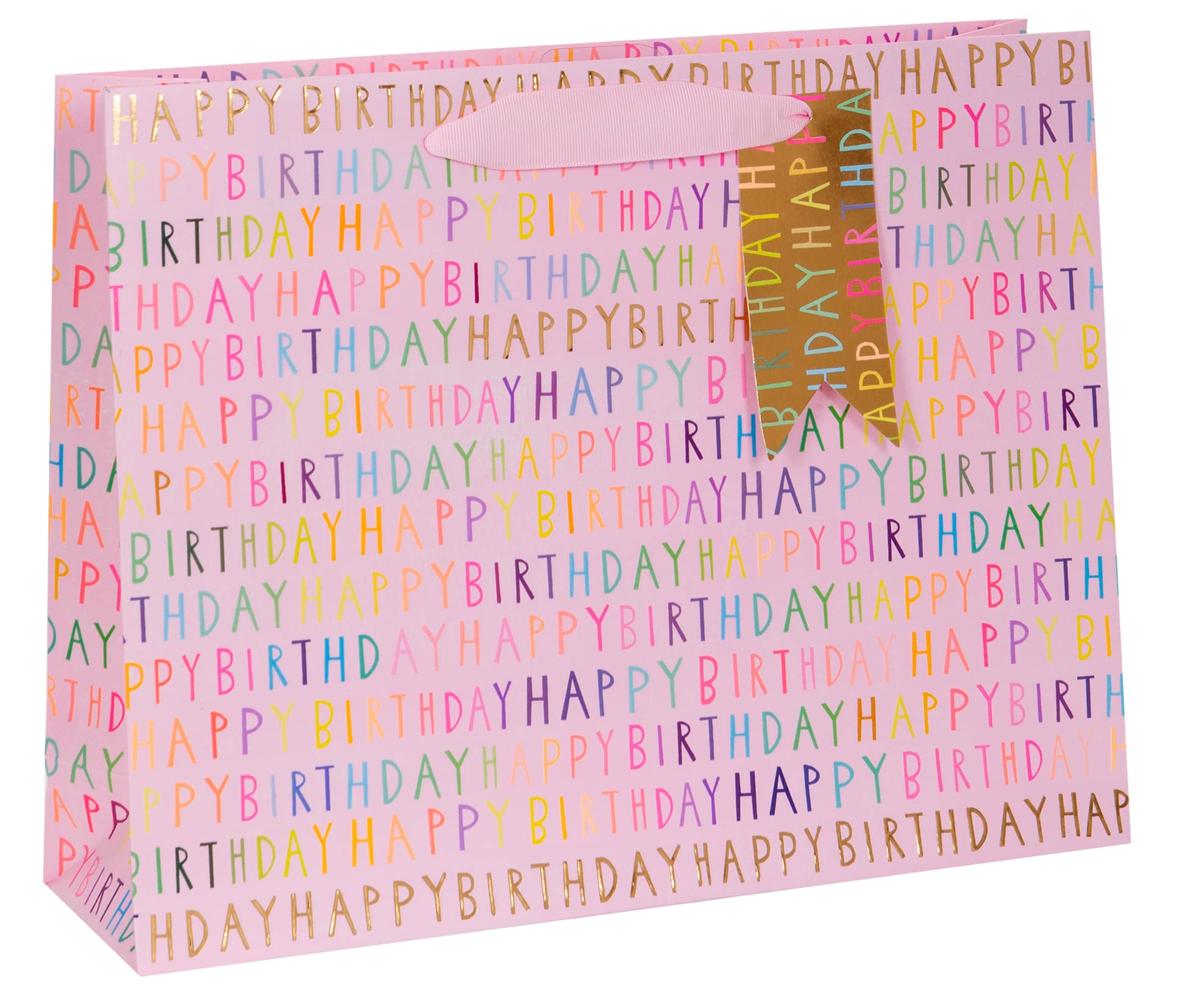 Glick Large Landscape Gift Bag - Happy Birthday | Pink | 355mm x 275mm x 100mm