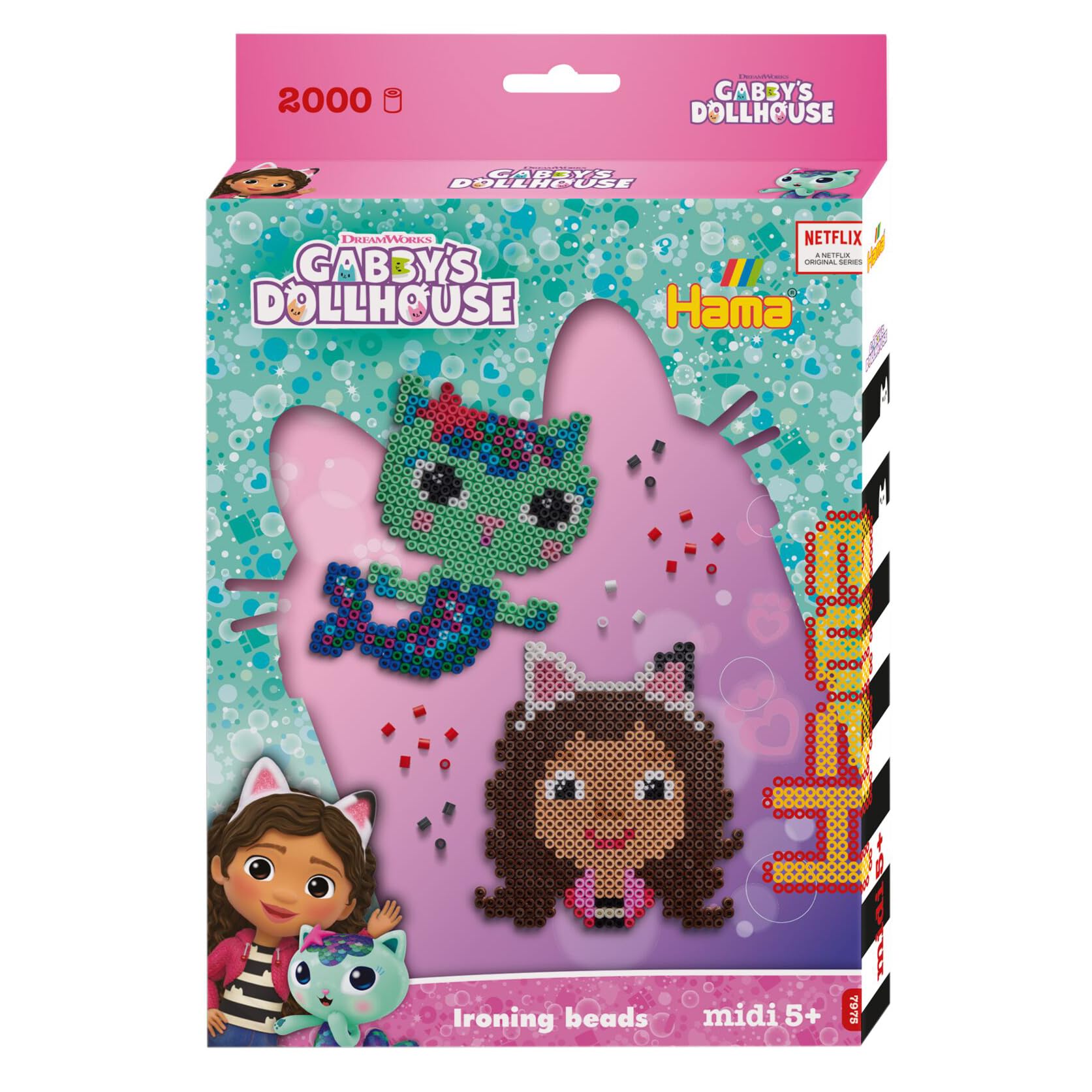 Hama Gabby's Dollhouse 2000 Fuse Beads Craft Kit with Pegboard 1