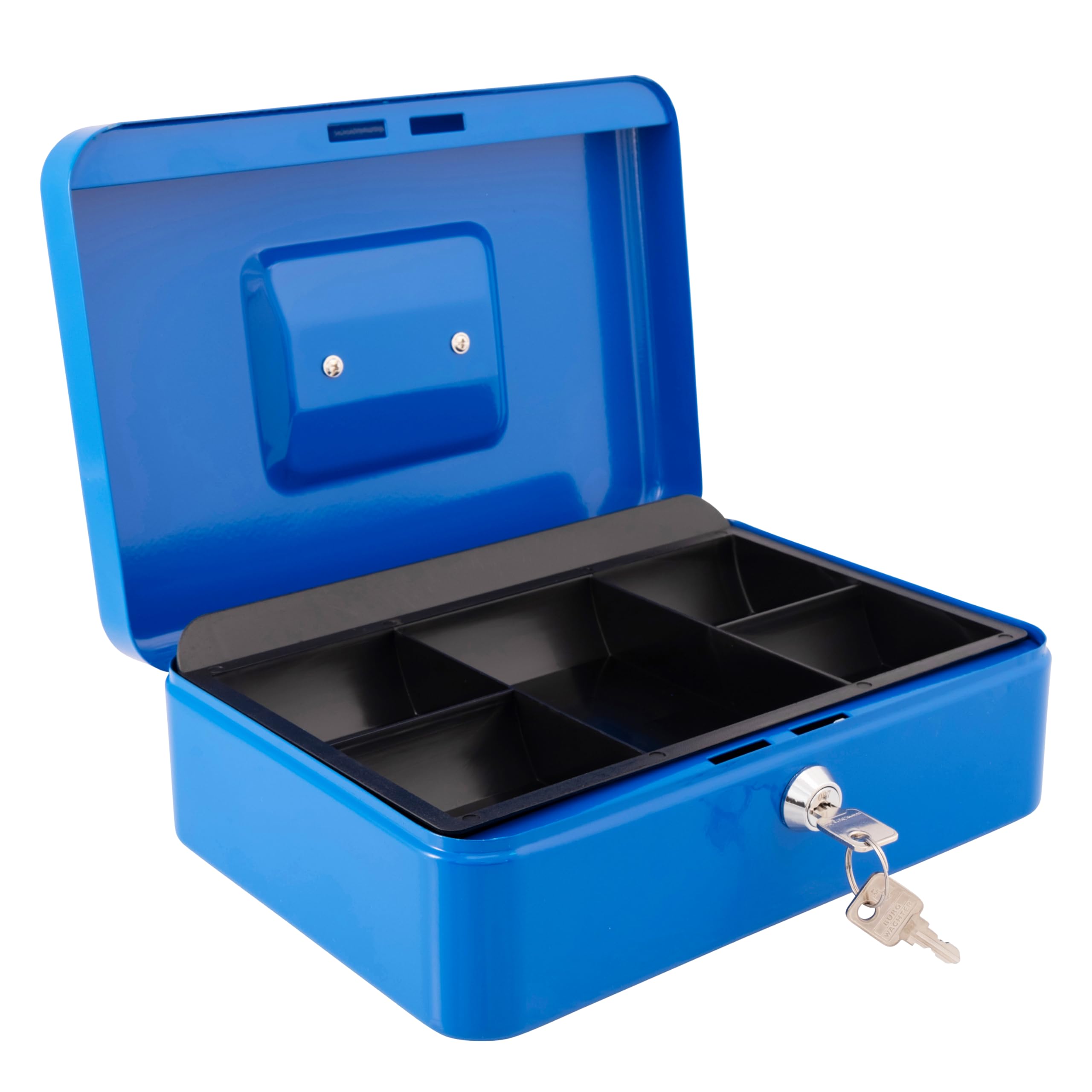 Burg-Wächter Money 5025 Cash Box - 10 inch Size | Key Lock | Blue Metal