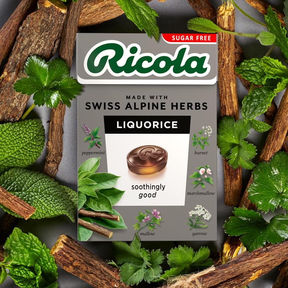 Ricola Liquorice Sugar Free Swiss Herbal Sweets Box | 20 Count | 45g Each 4