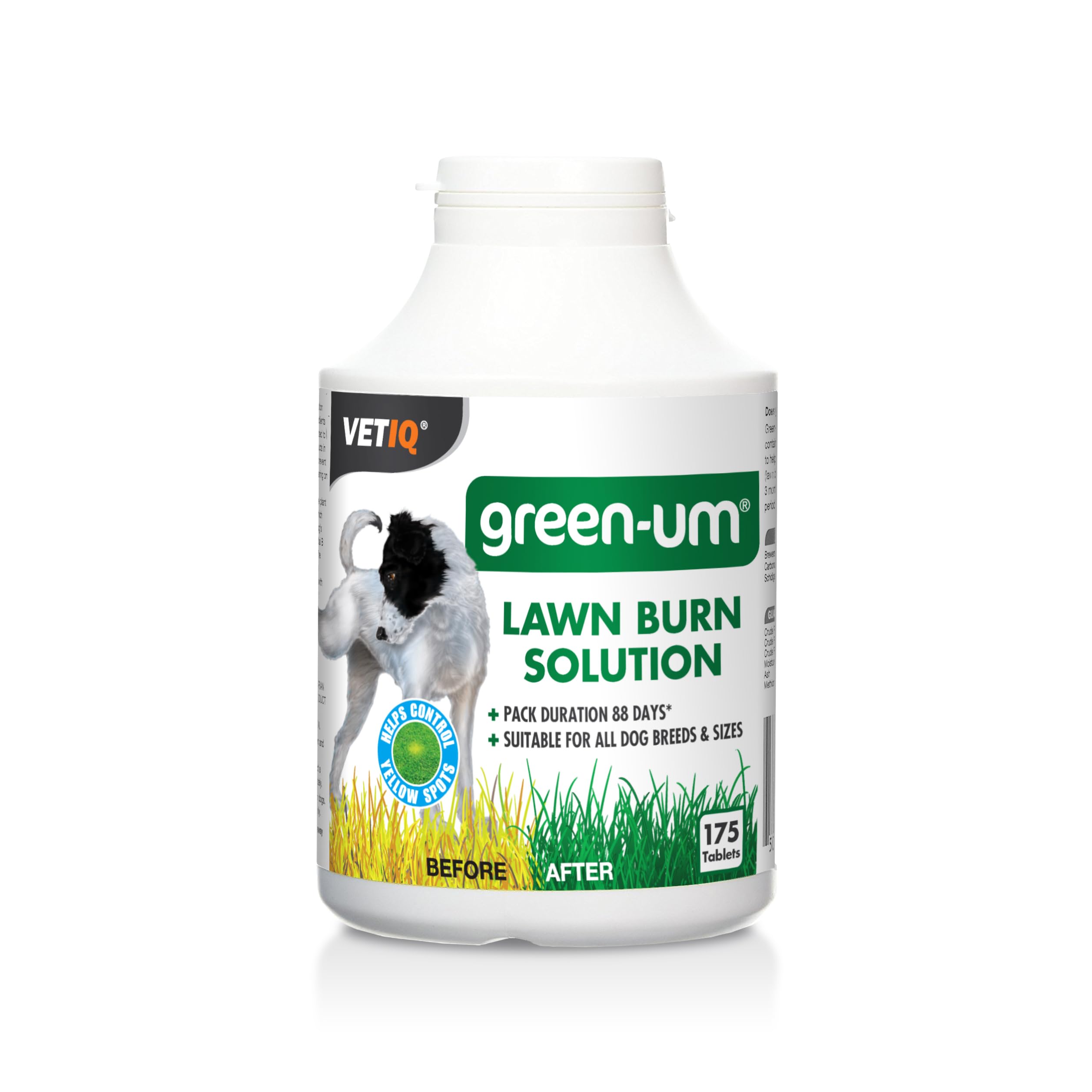 VETIQ Green-Um Lawn Burn Solution - Neutralizes Dog Urine pH | 175 Tablets | Contains B Vitamins
