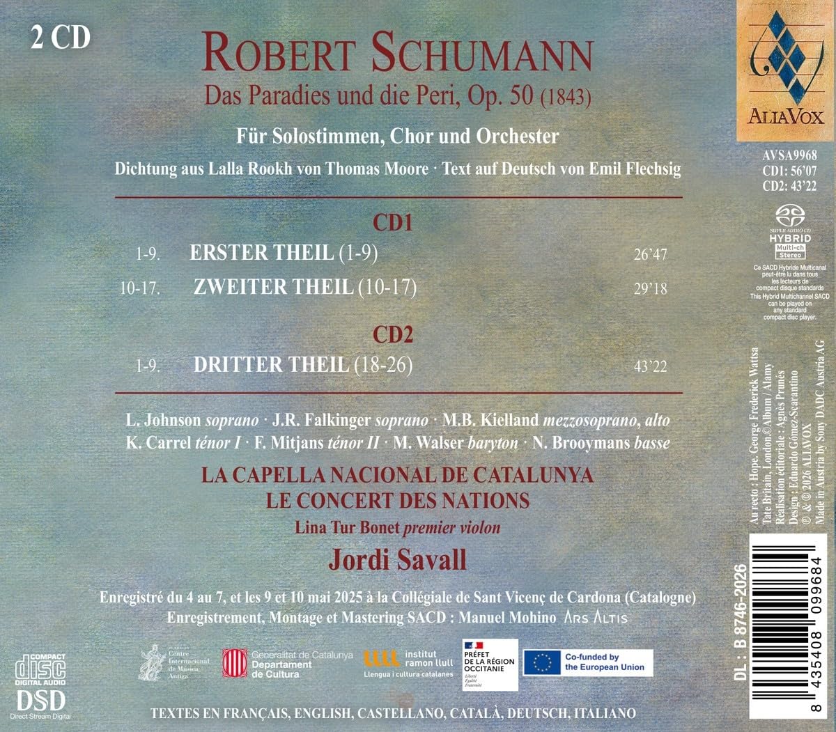 Jordi Savall - Schumann: Paradise and The Peri [CD]